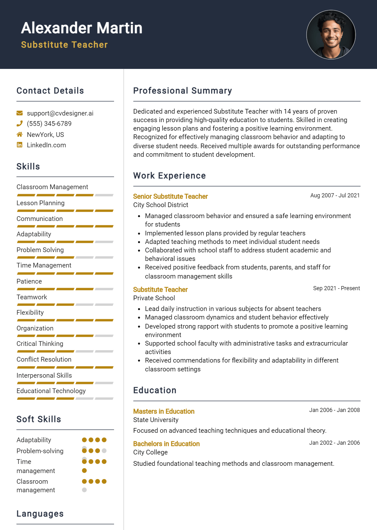 Substitute Teacher Resume Example for 2026: Effective CV Writing Tips Preview