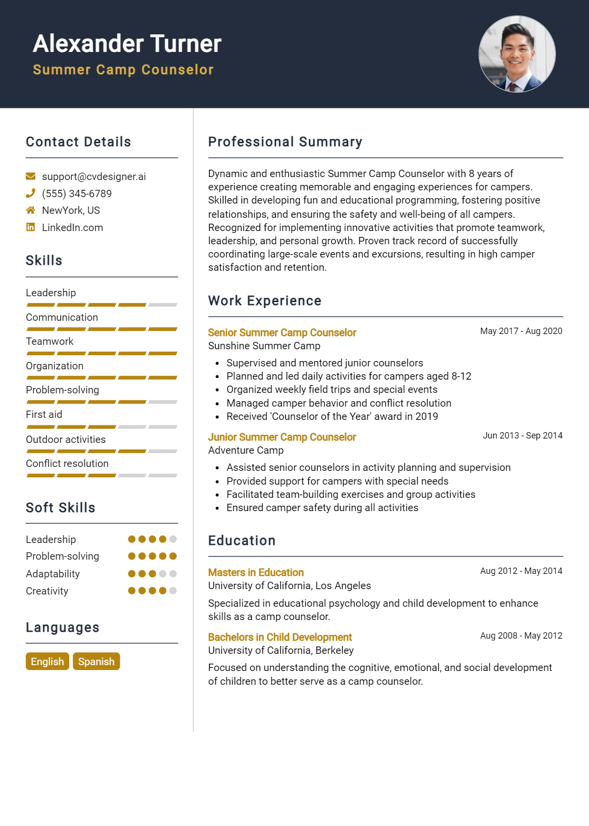 Summer Camp Counselor Resume Example for 2026: Free Guide Preview