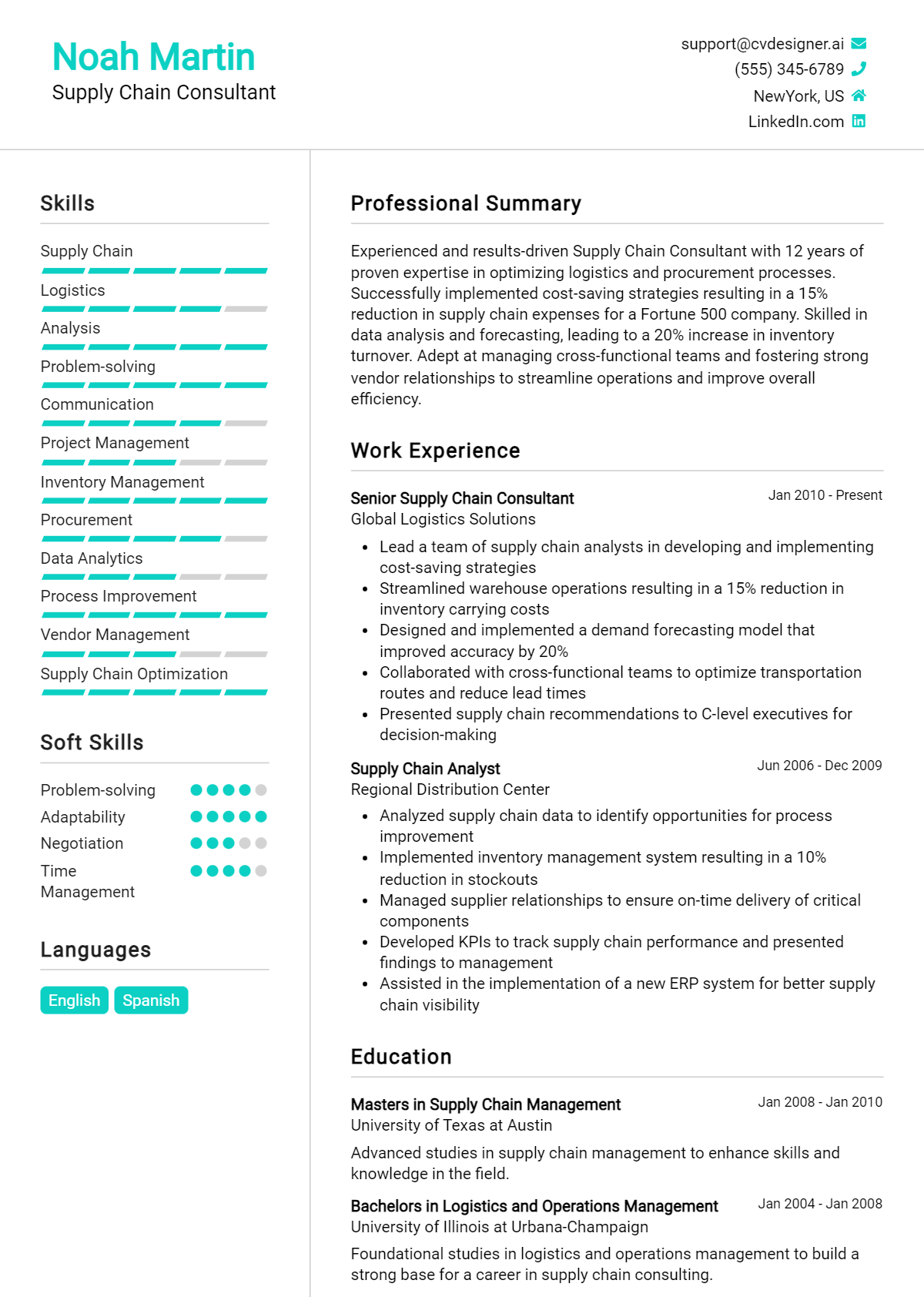 Supply Chain Consultant Resume Example for 2026: Tips to Stand Out Preview