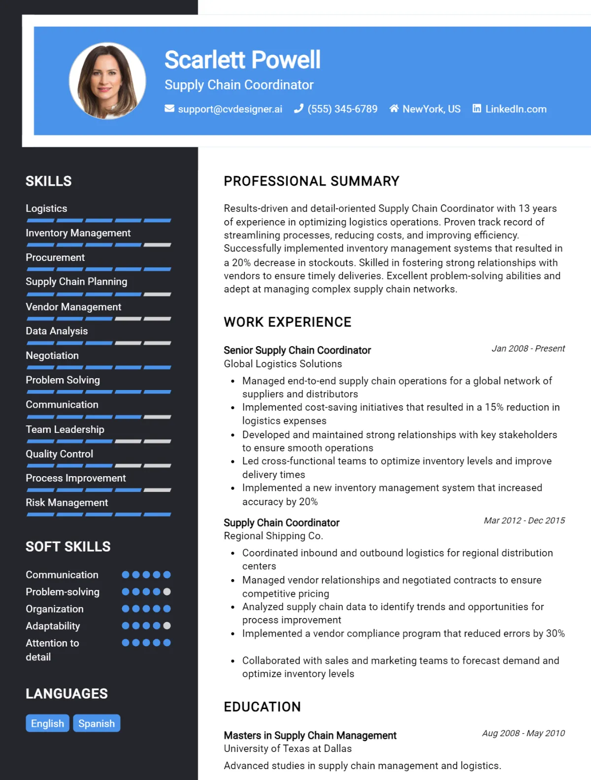 Supply Chain Coordinator CV Example For 2026: Tips to Stand Out Preview