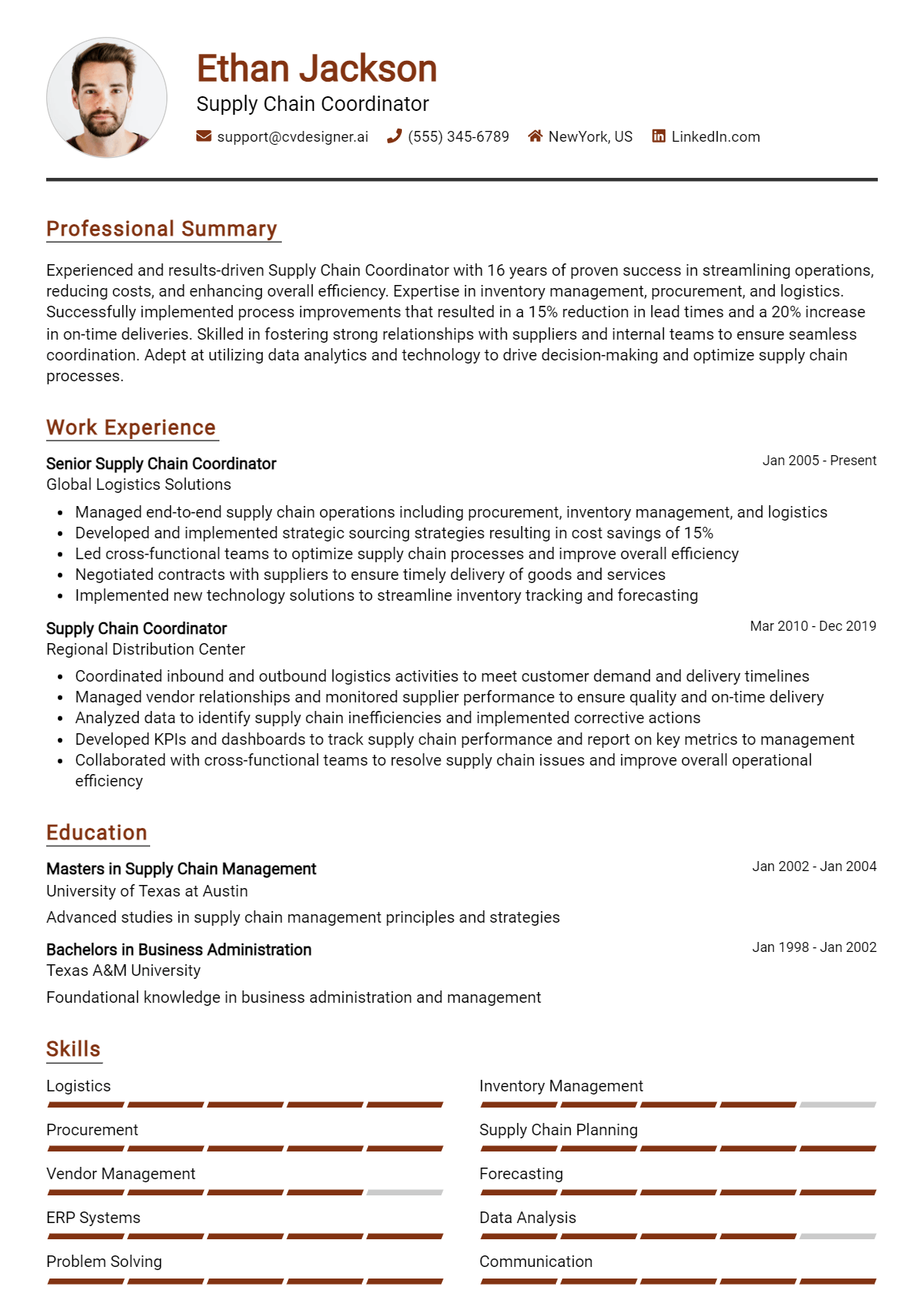 Supply Chain Coordinator Resume Example for 2026: Strategies & Templates Preview
