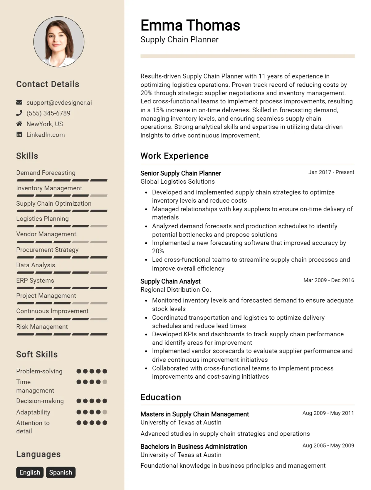 Supply Chain Planner CV Example For 2026: Samples & Best Practices Preview