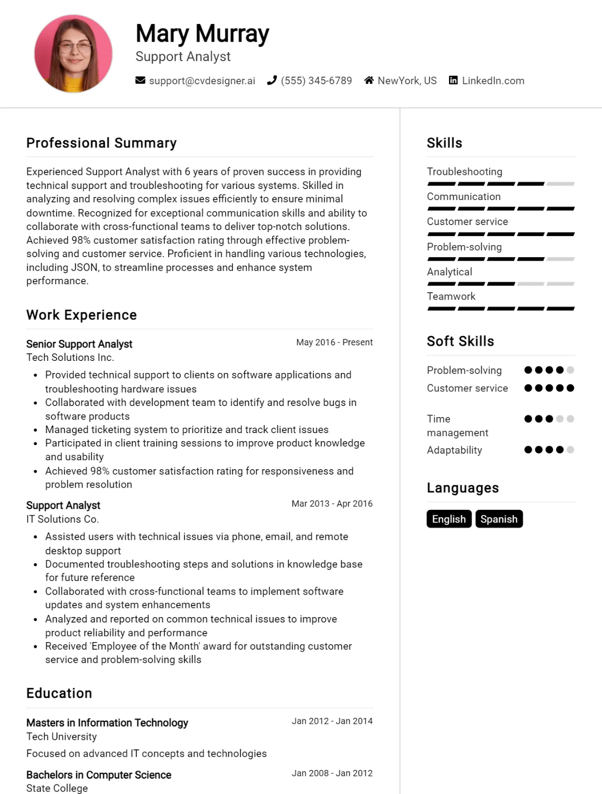 12 Support Analyst CV Examples And Templates For 2026 Preview