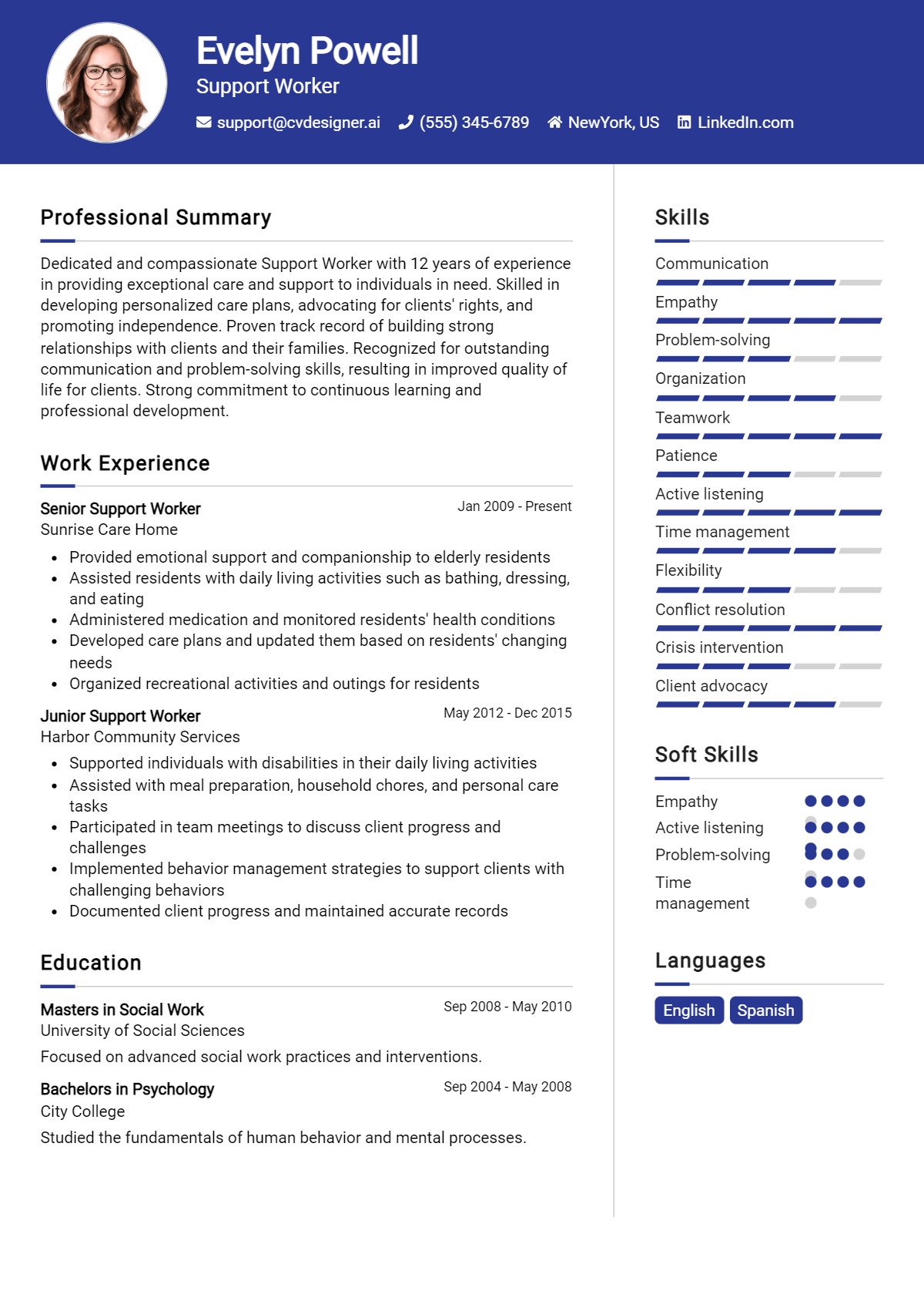 Support Worker Resume Example for 2026: Free Downloadable Templates Preview