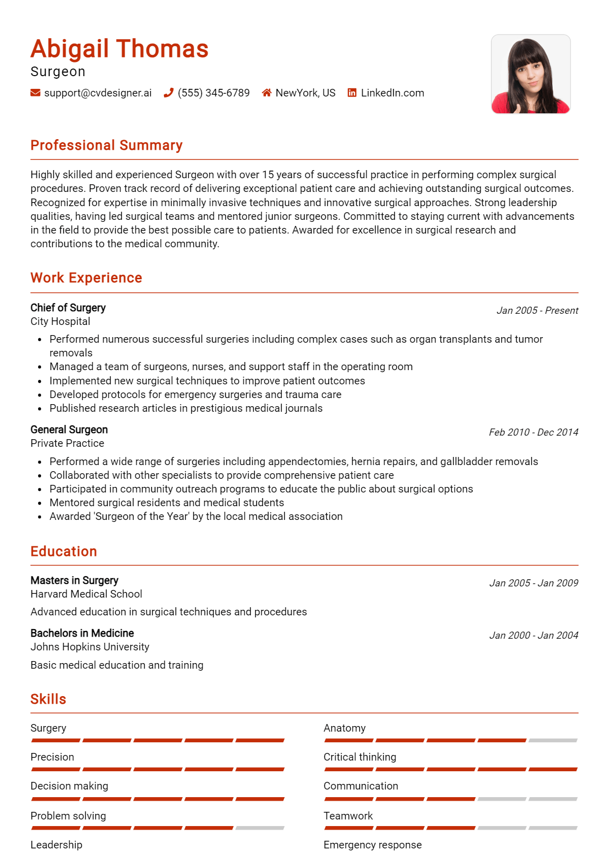 Surgeon Resume Example for 2026: Samples & Best Practices Preview