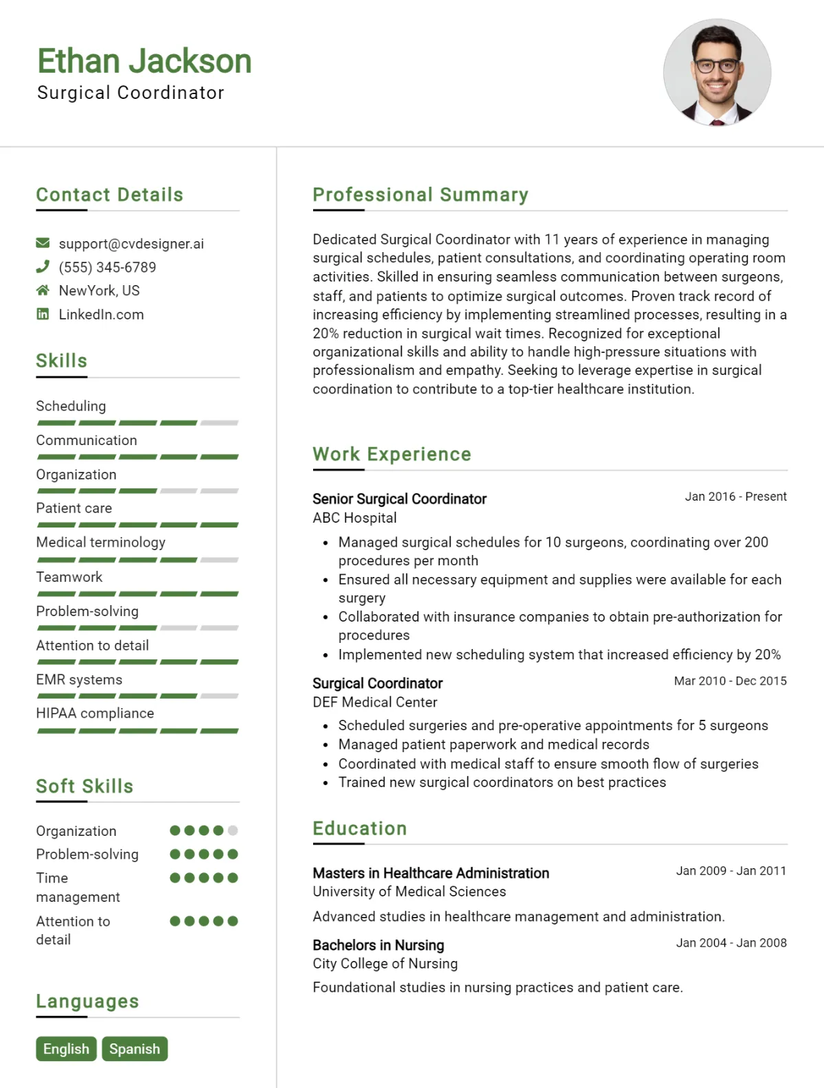 Surgical Coordinator CV Example For 2026: Ultimate Guide Preview