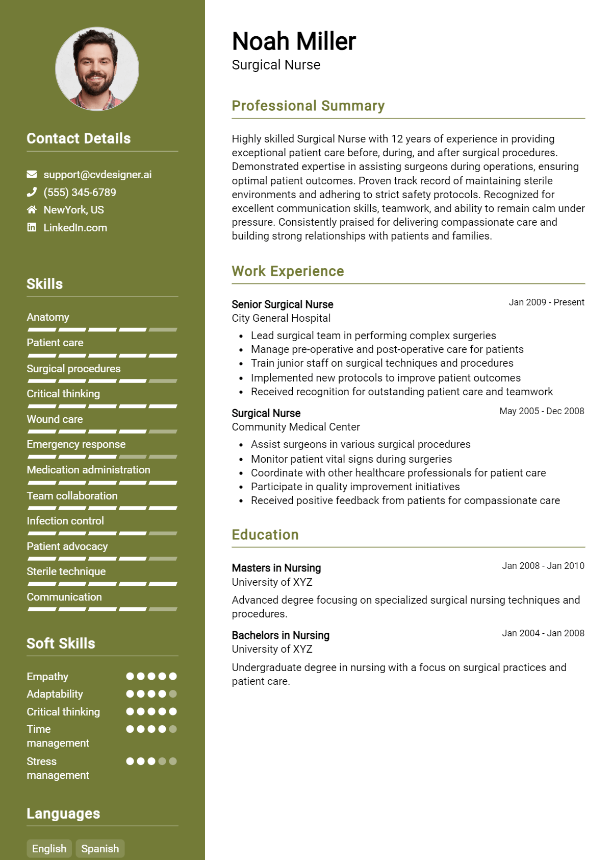 Surgical Nurse Resume Example for 2026: Free Downloadable Templates Preview
