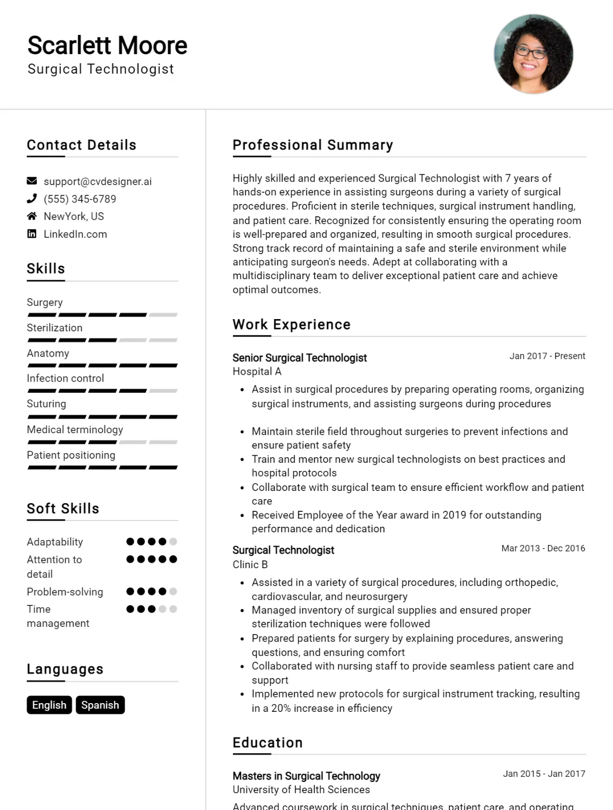Surgical Technologist CV Example For 2026: Tips to Stand Out Preview