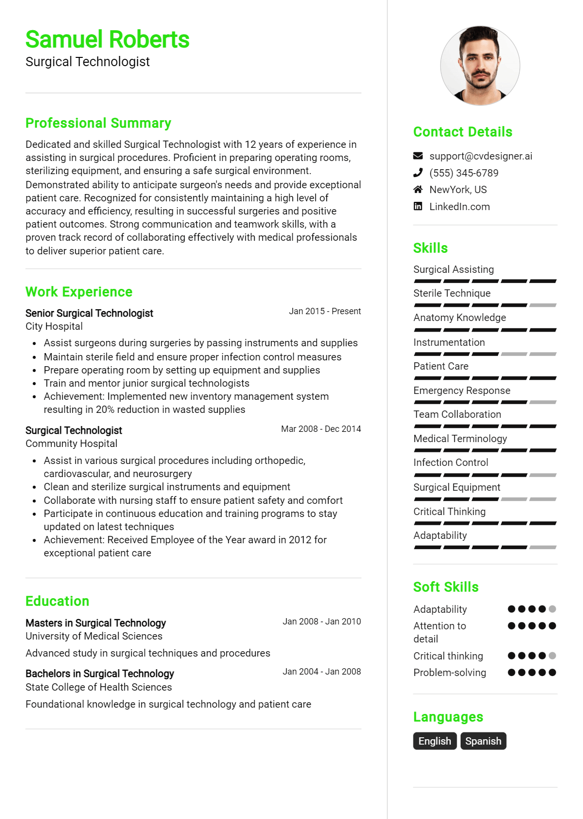 Surgical Technologist Resume Example for 2026: Strategies & Templates Preview