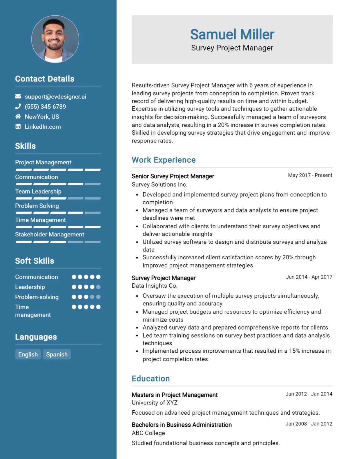 Survey Project Manager CV Example For 2026: Best Formatting Tips Preview