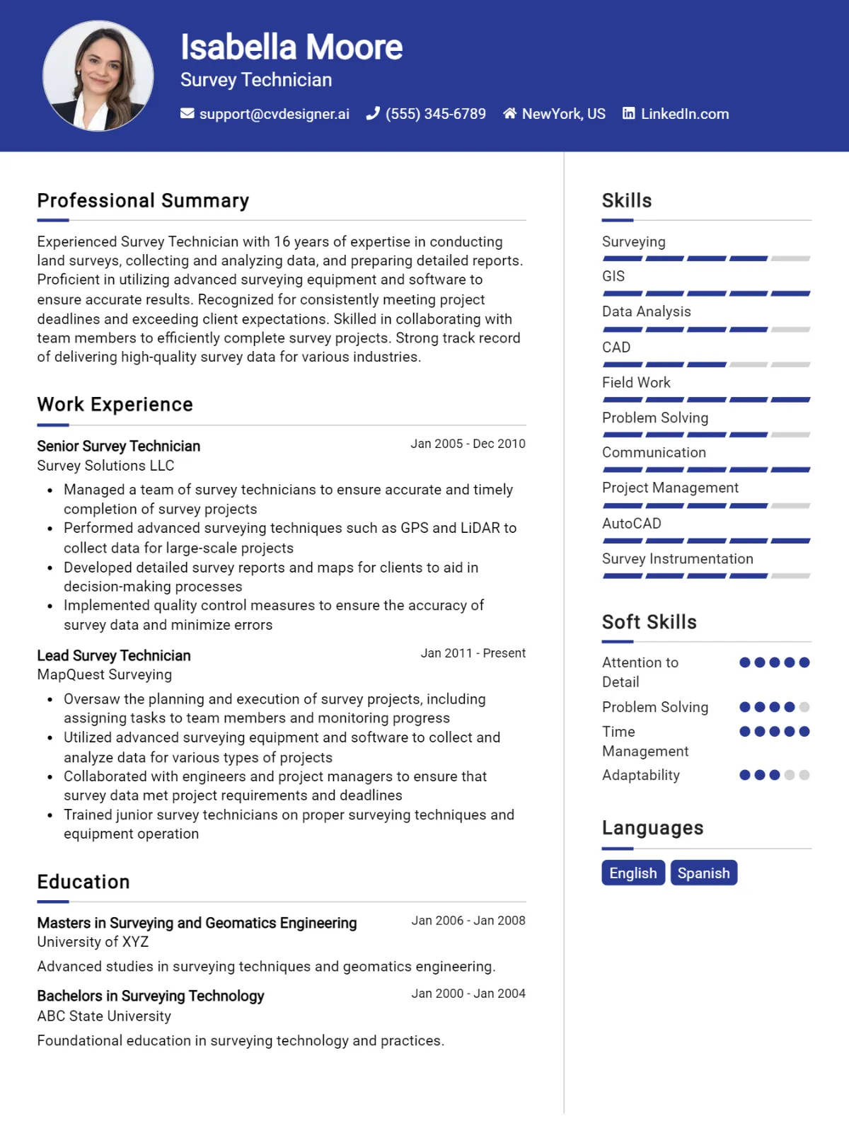 Survey Technician CV Example For 2026: Expert Tips & Templates Preview