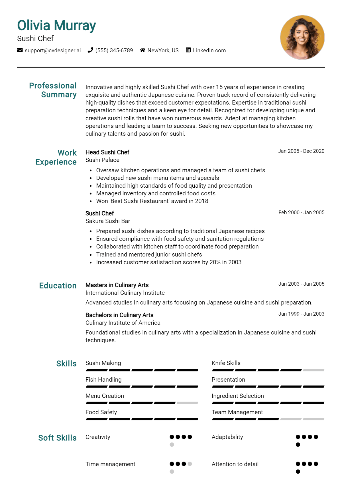 Sushi Chef Resume Example for 2026: Best Formatting Tips Preview
