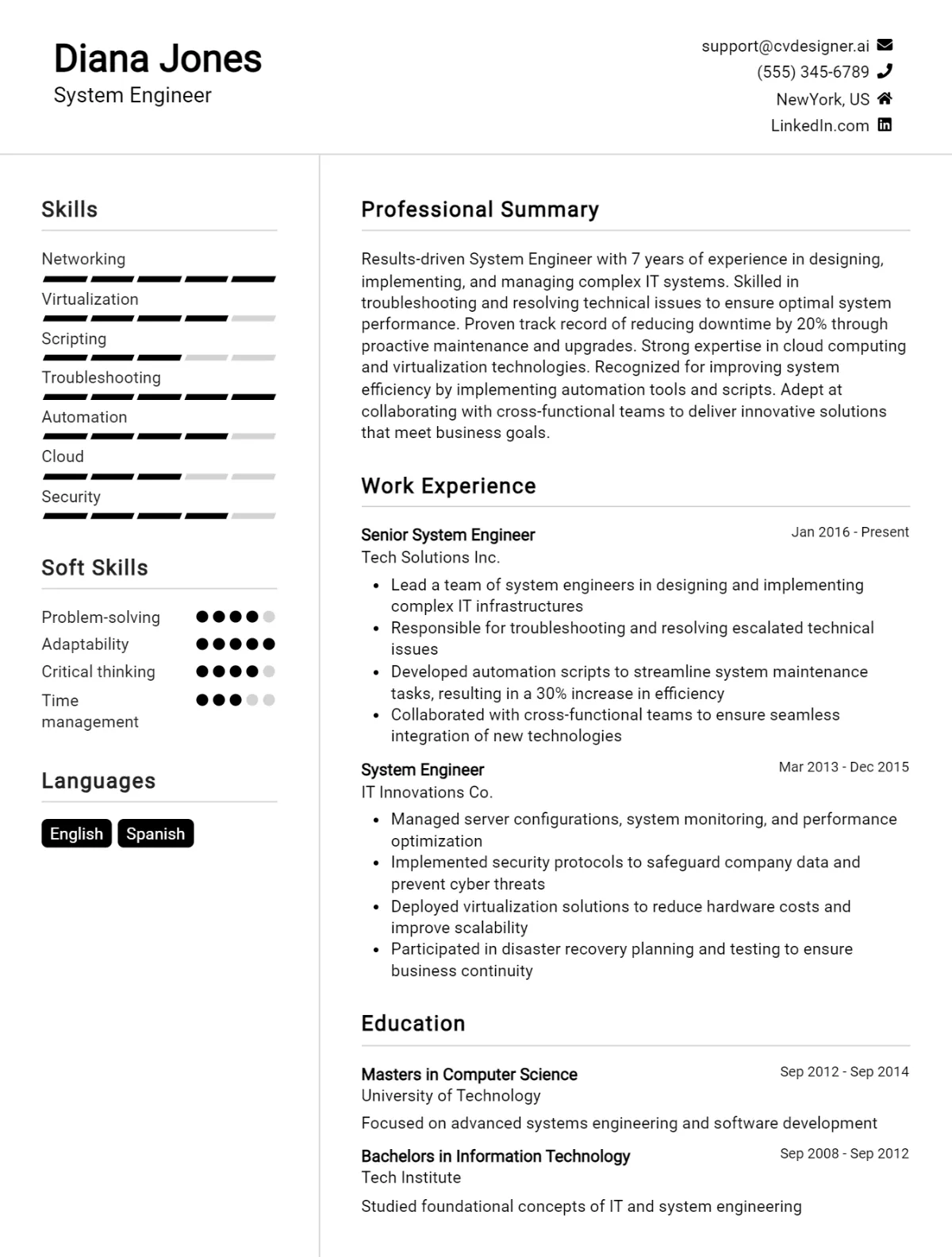 System Engineer CV Example For 2026: Ultimate Guide Preview