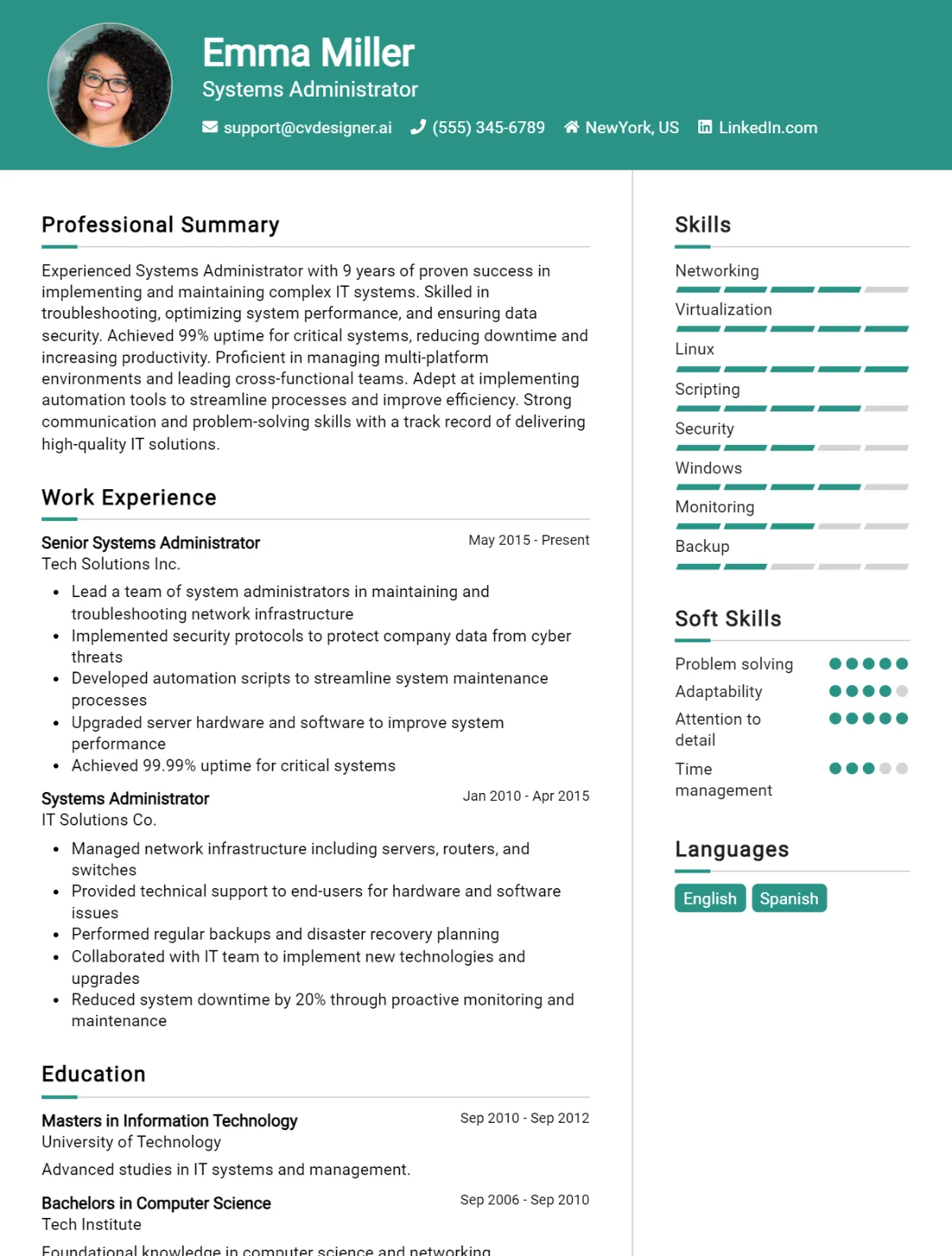 Systems Administrator CV Example For 2026: Effective CV Writing Tips Preview