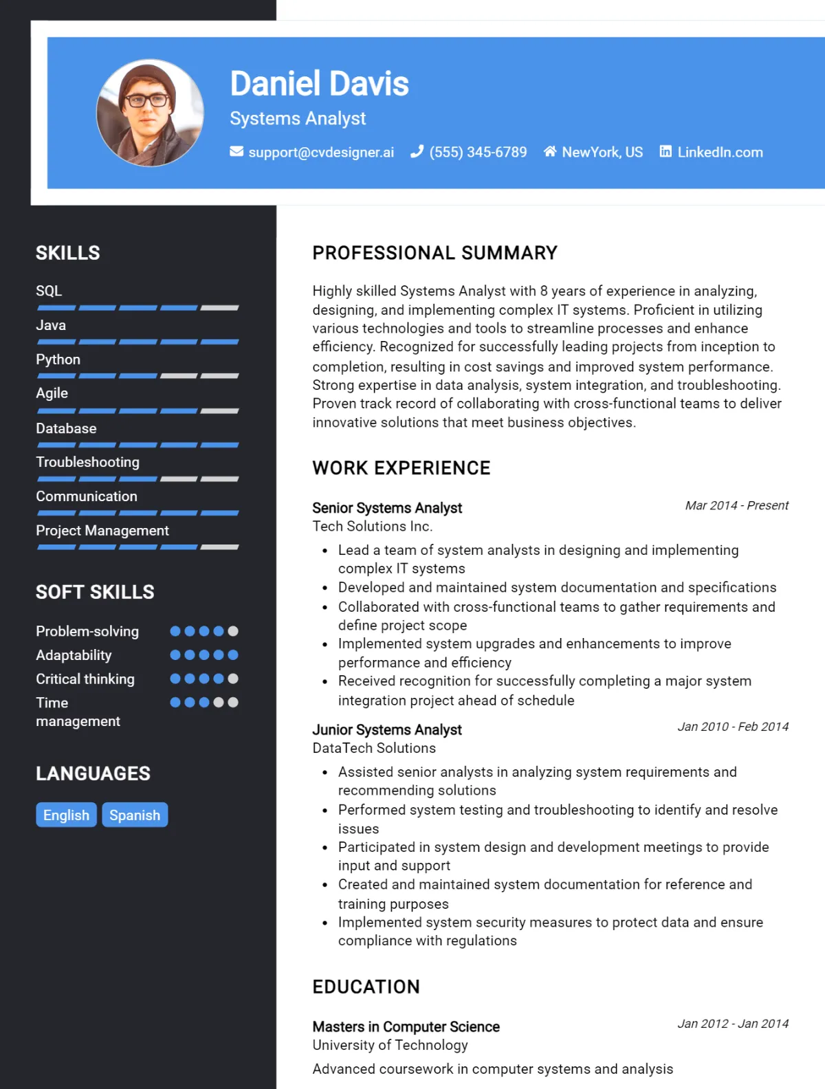 Systems Analyst CV Example For 2026: Best Tips & Templates Preview