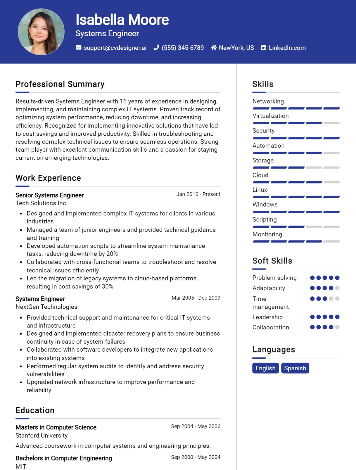 Systems Engineer CV Example For 2026: How to Create a Professional CV Preview