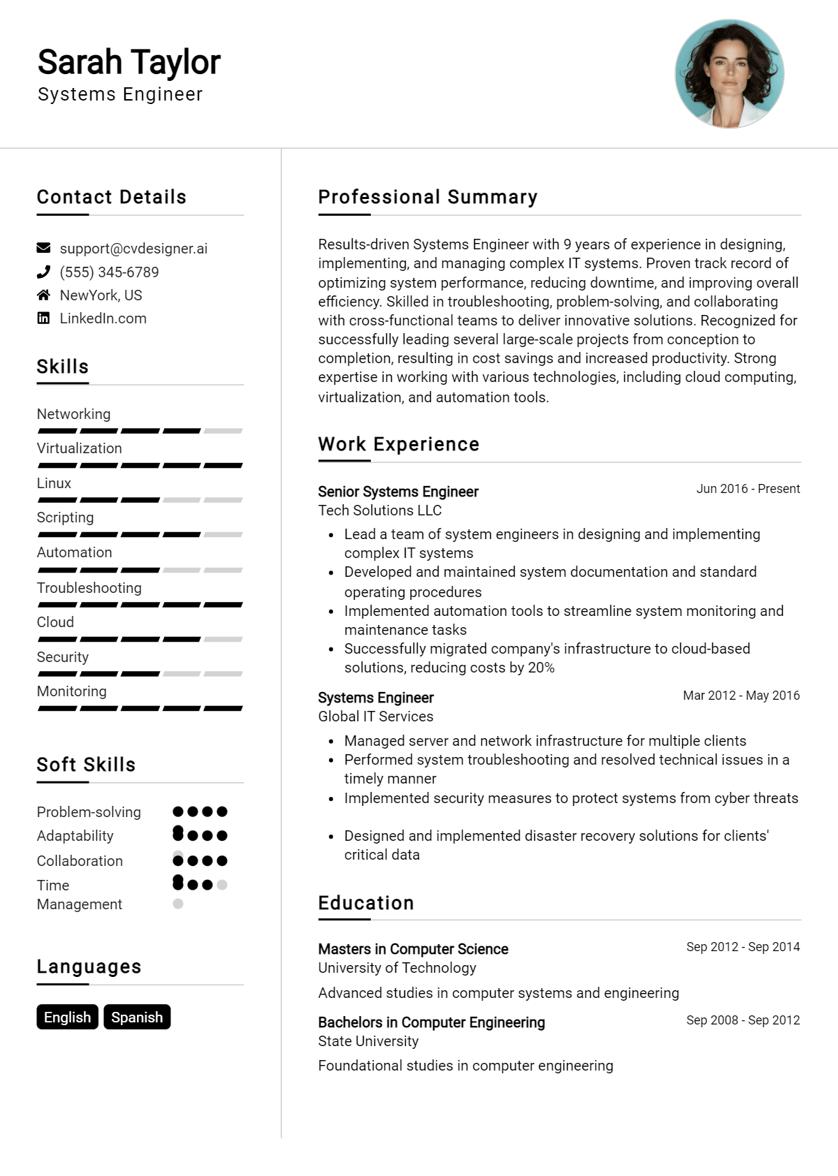 Systems Engineer Resume Example for 2026: How to Create a Professional CV Preview