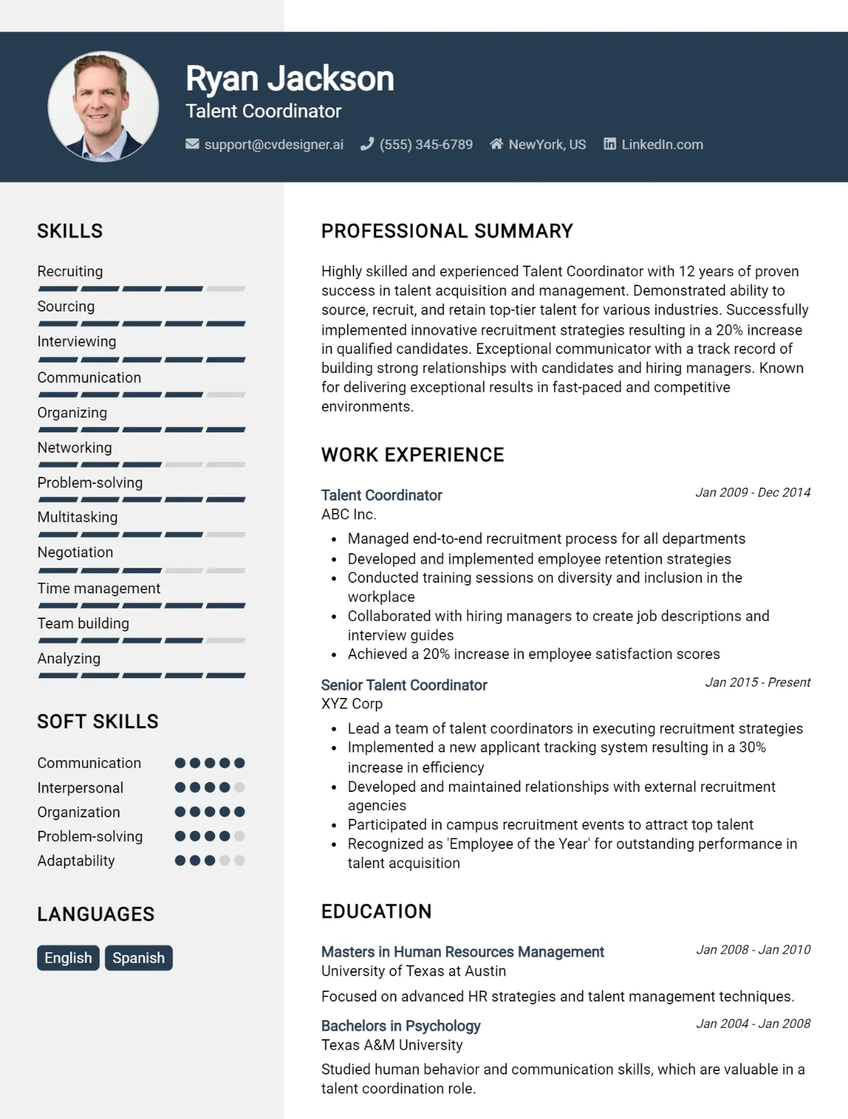 Talent Coordinator CV Example For 2026: Expert Tips & Templates Preview