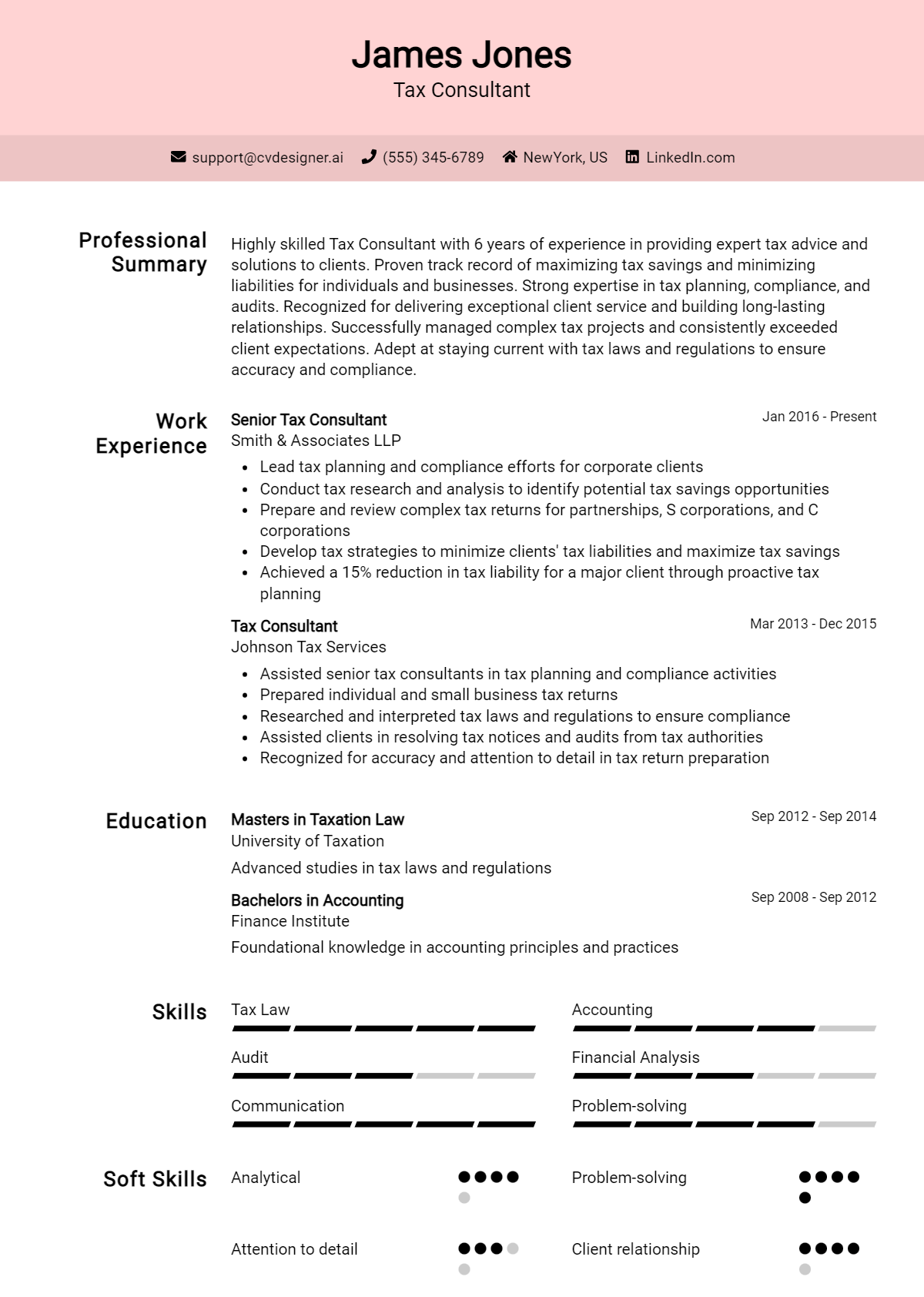 14 Tax Consultant Resume Examples And Templates for 2026 Preview