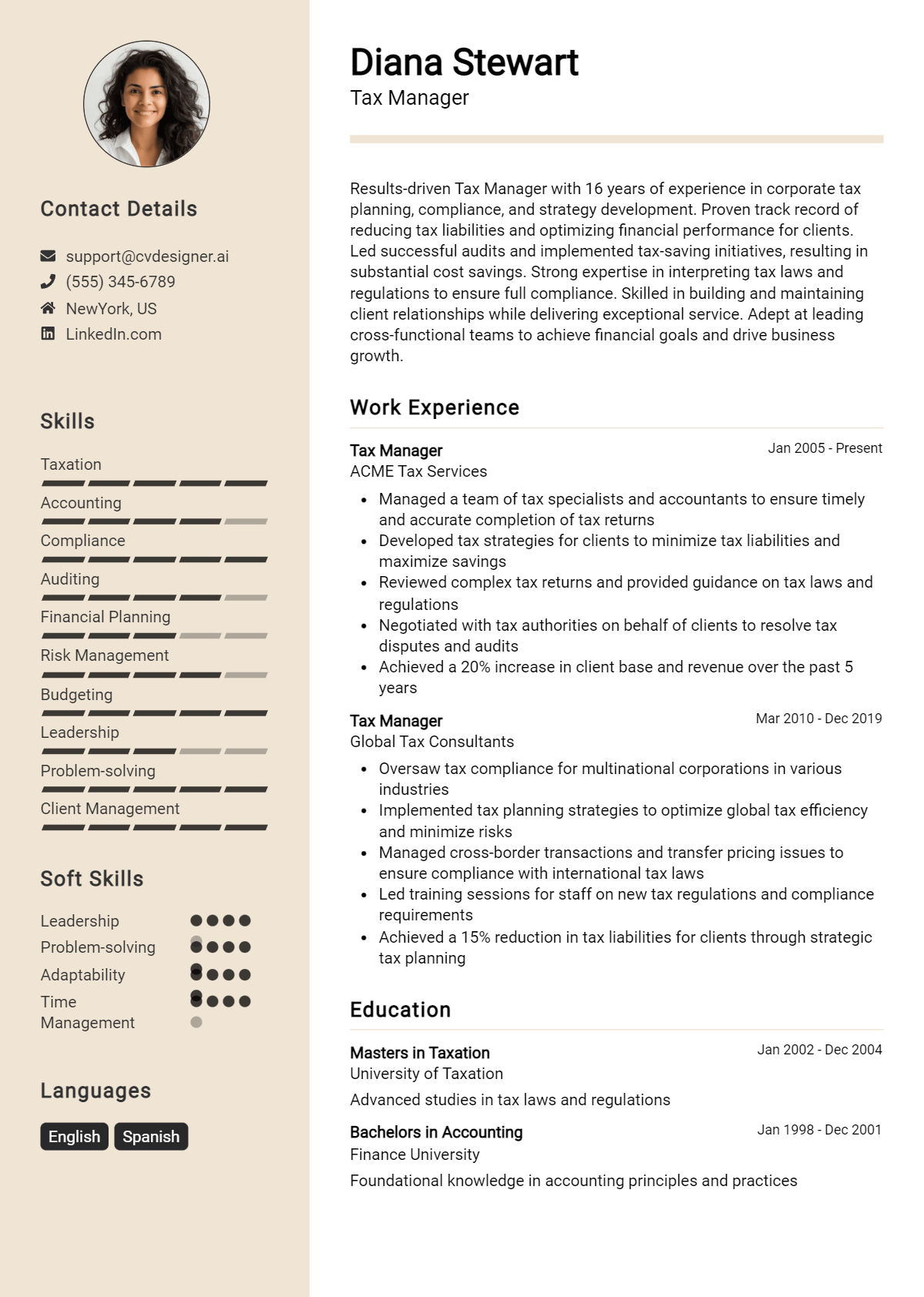 15 Tax Manager Resume Examples And Templates for 2026 Preview