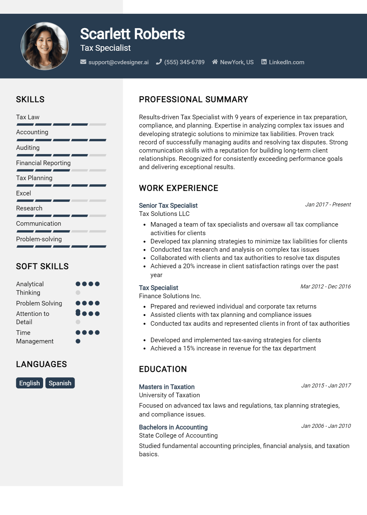 15 Tax Specialist Resume Examples And Templates for 2026 Preview