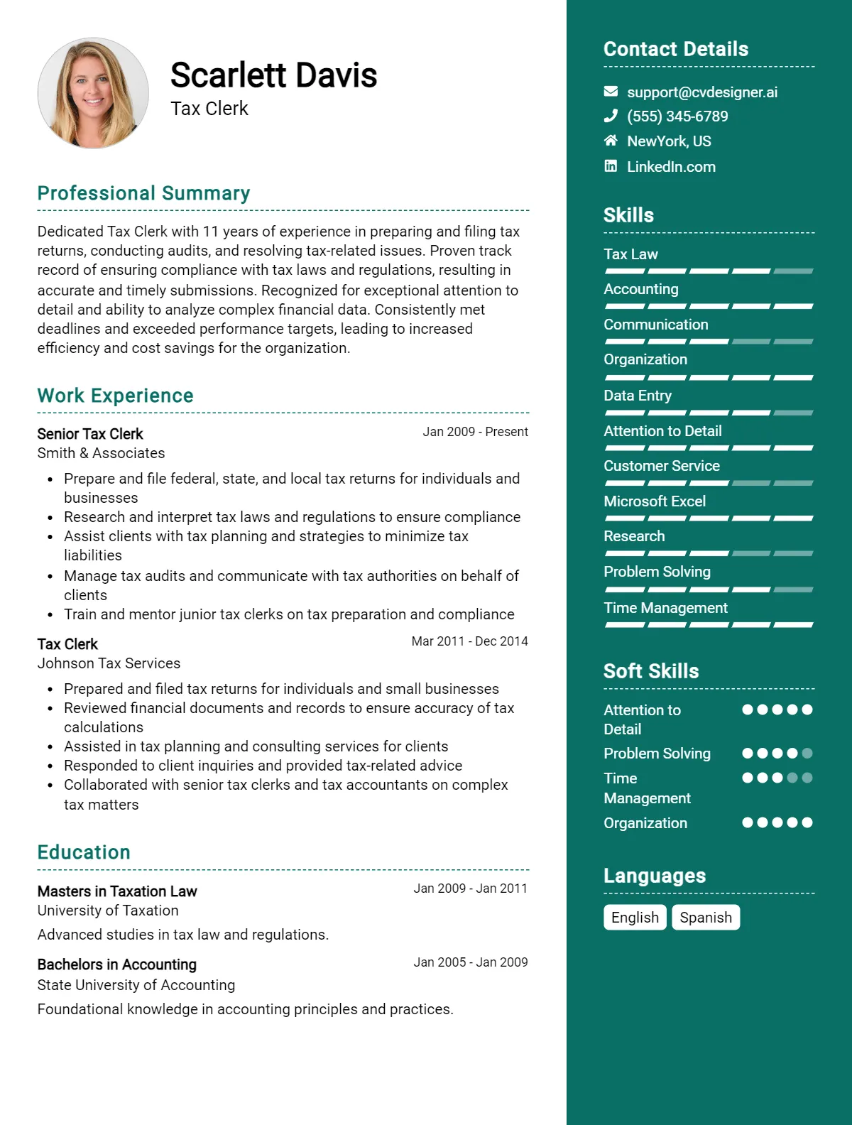 Tax Clerk CV Example For 2026: Tips & Templates Preview