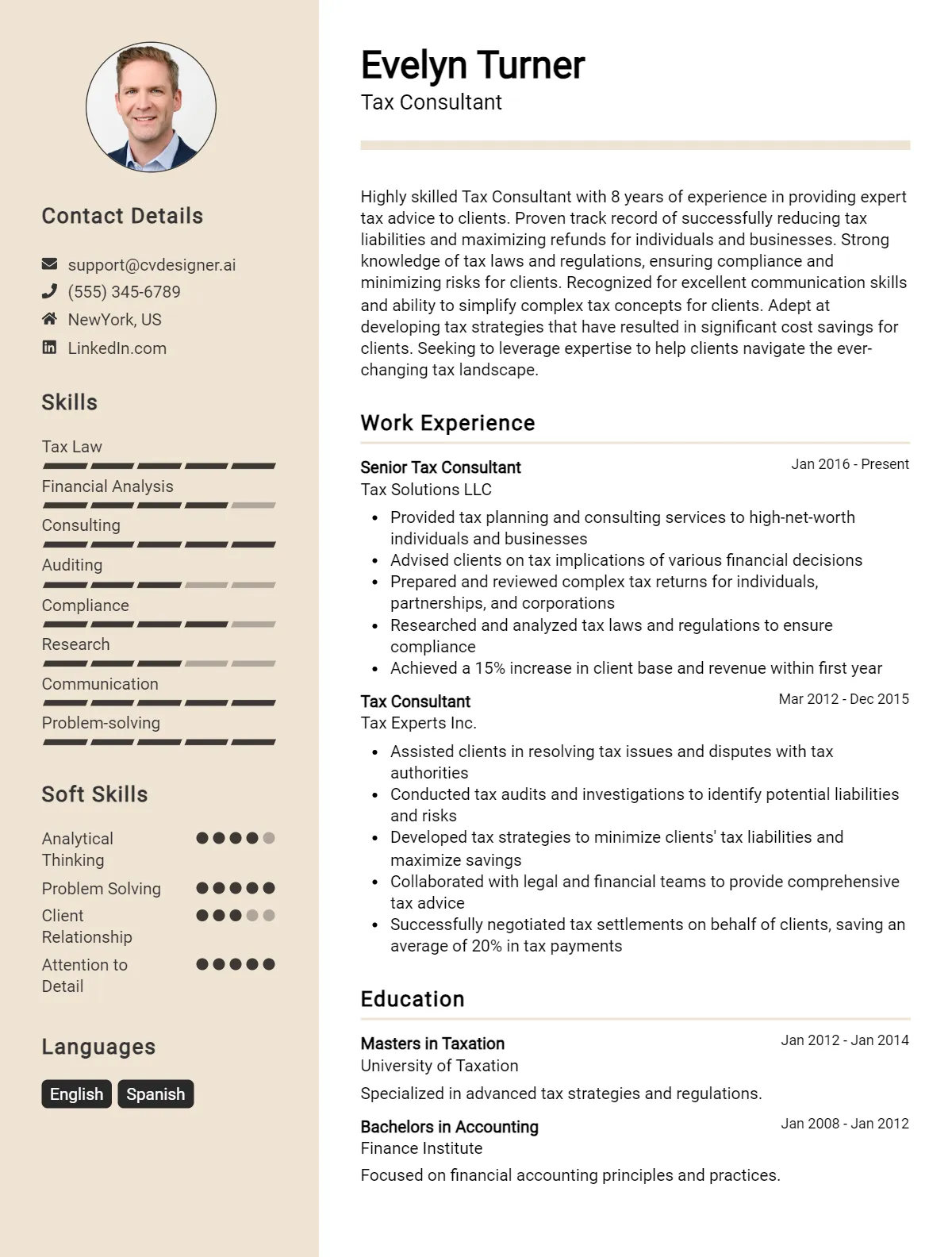 12 Tax Consultant CV Examples And Templates For 2026 Preview