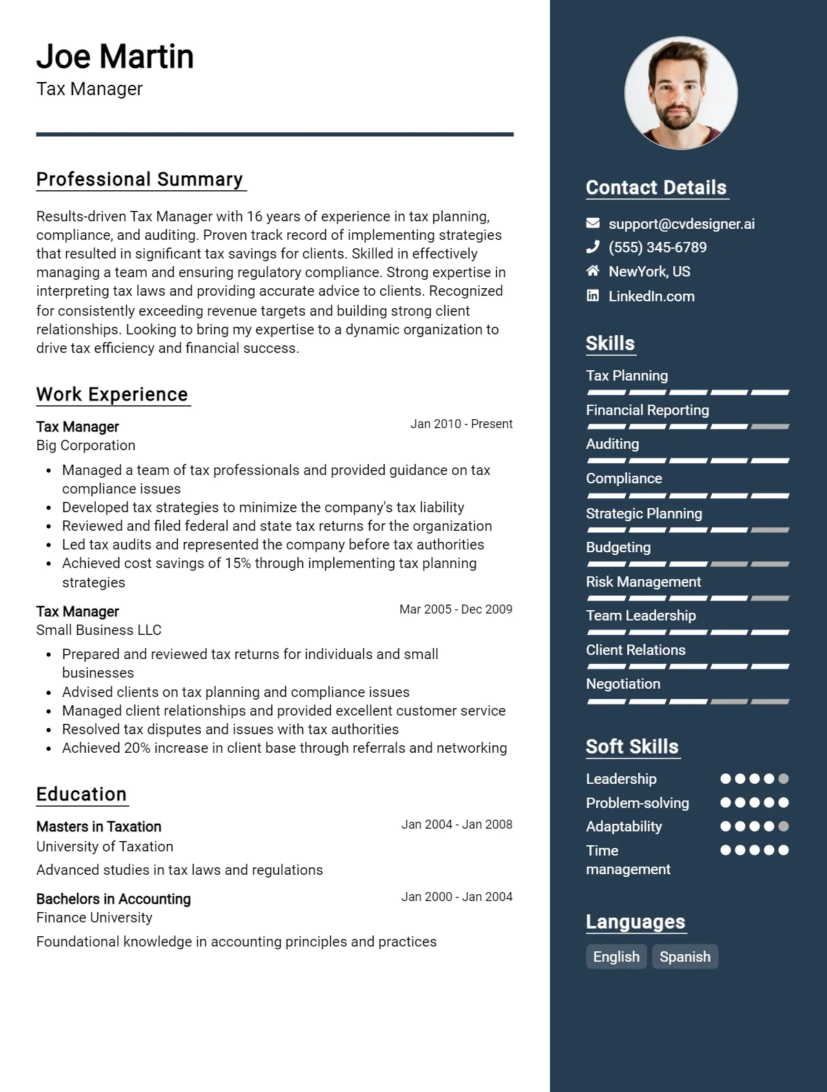 12 Tax Manager CV Examples For 2026: Strategies & Templates Preview