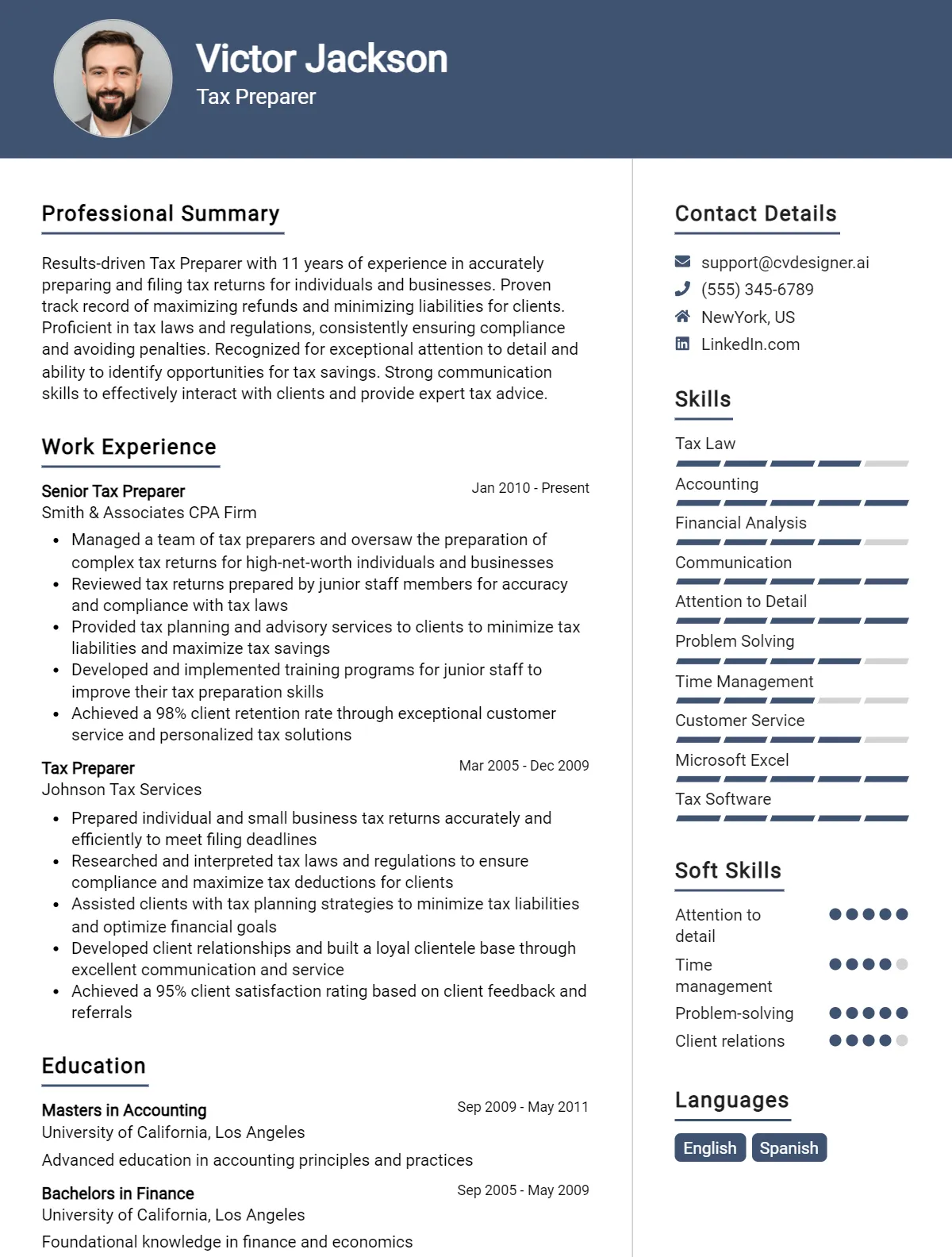 9 Tax Preparer CV Examples & Templates for 2026 Preview