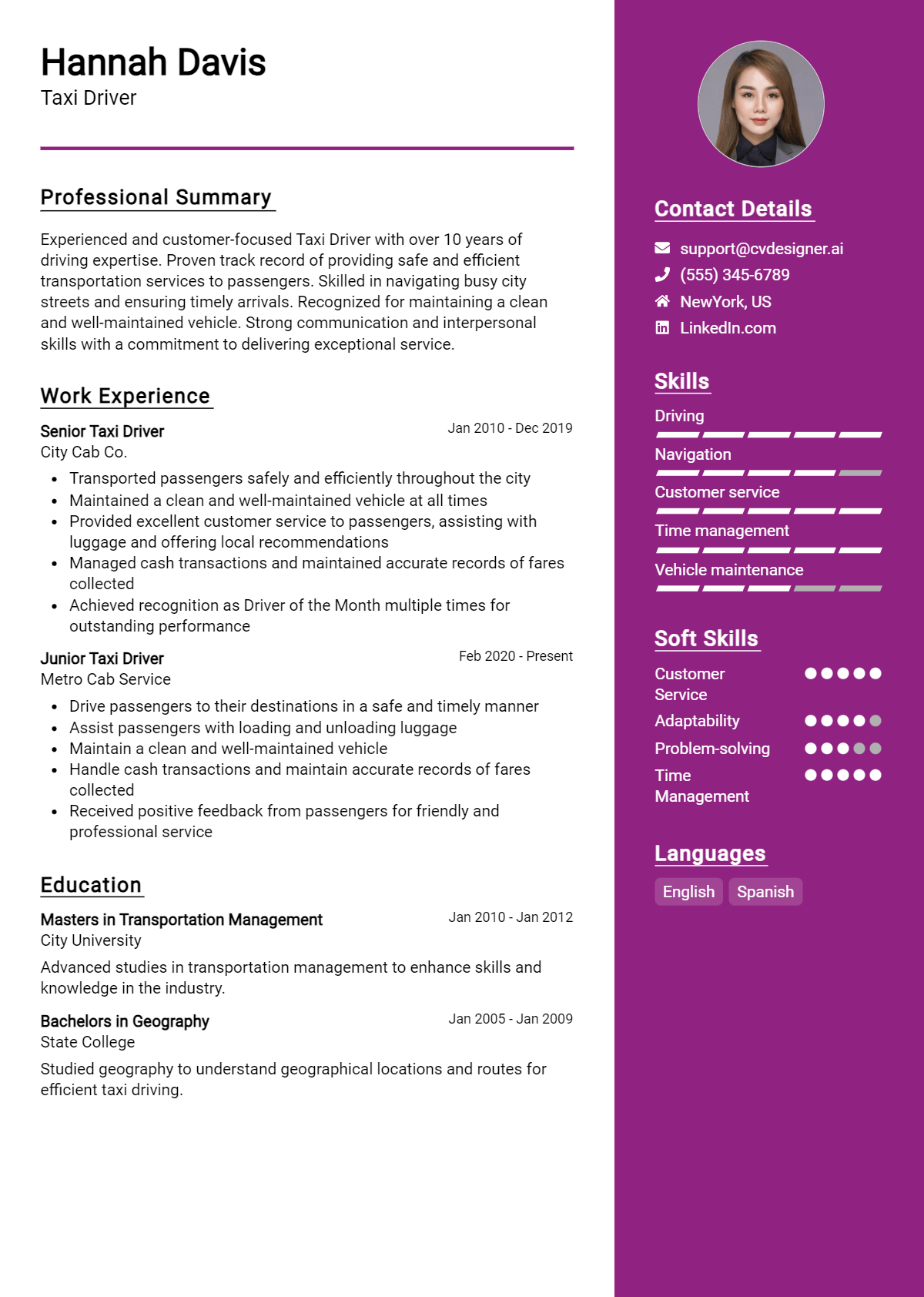 22 Taxi Driver Resume Examples for 2026: Downloadable Templates Preview