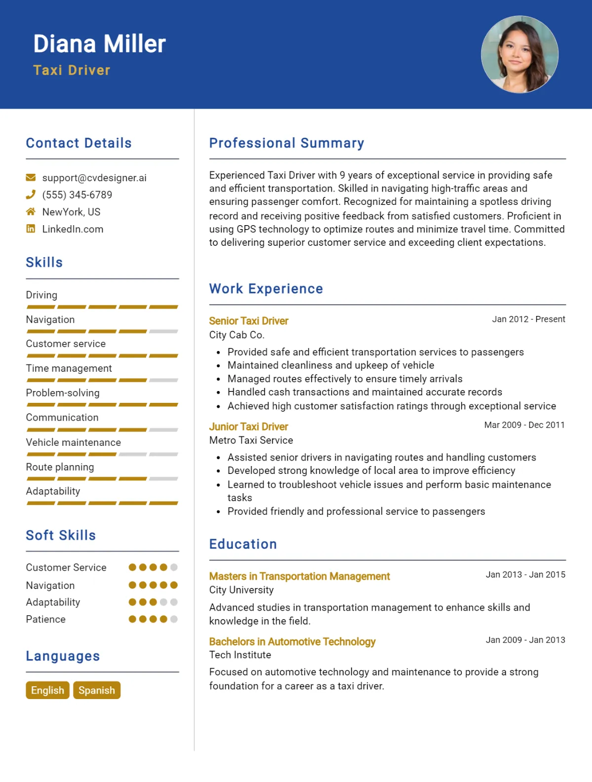 Taxi Driver CV Example For 2026: Best Formatting Tips Preview