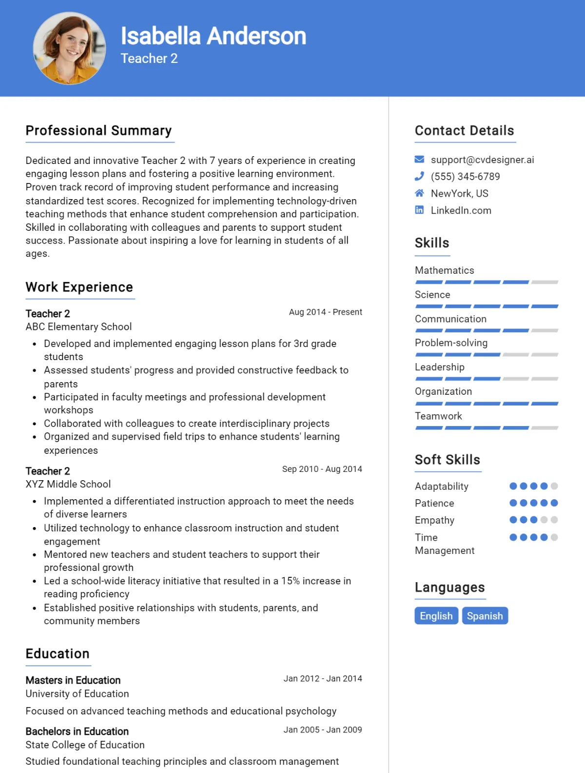 Teacher CV Example For 2026: Best Tips & Templates Preview