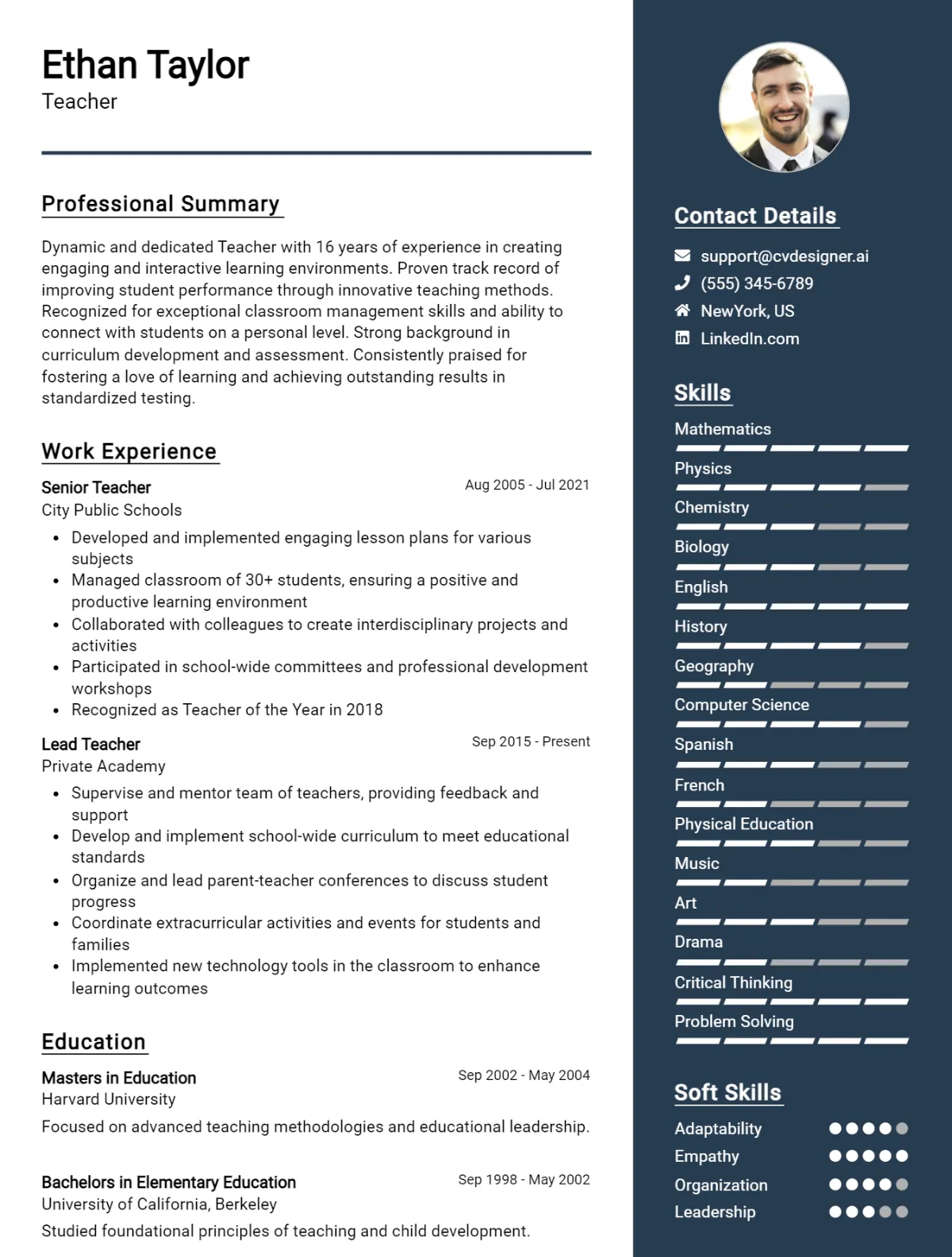 35+ Teacher CV Examples And Templates For 2026: Free Downloadable Preview