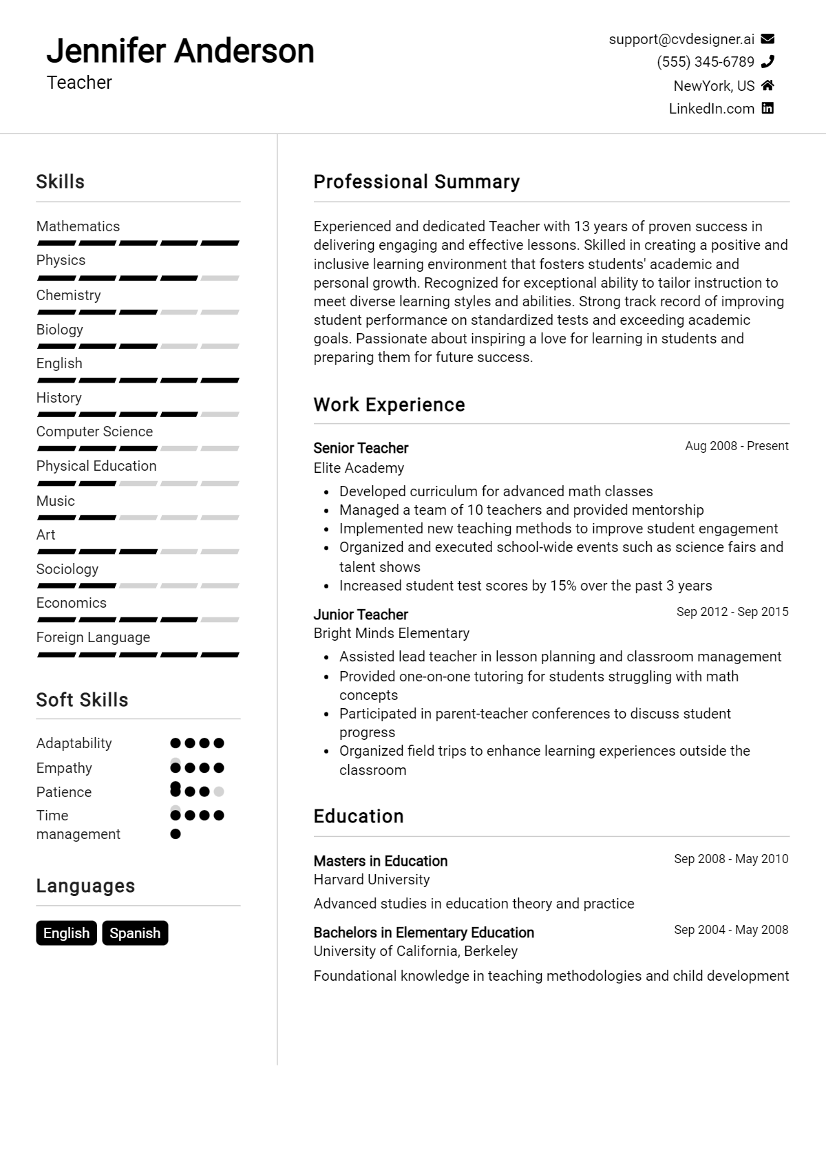 Teacher Resume Example for 2026: Best Formatting Tips Preview