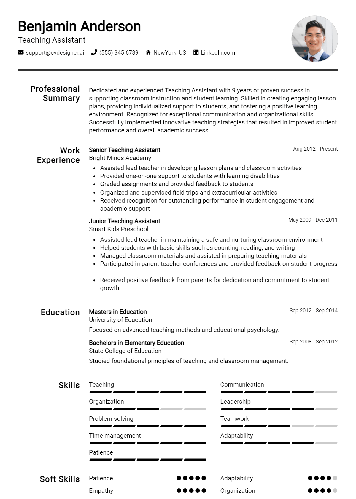 Teaching Assistant Resume Example for 2026: Ultimate Guide Preview