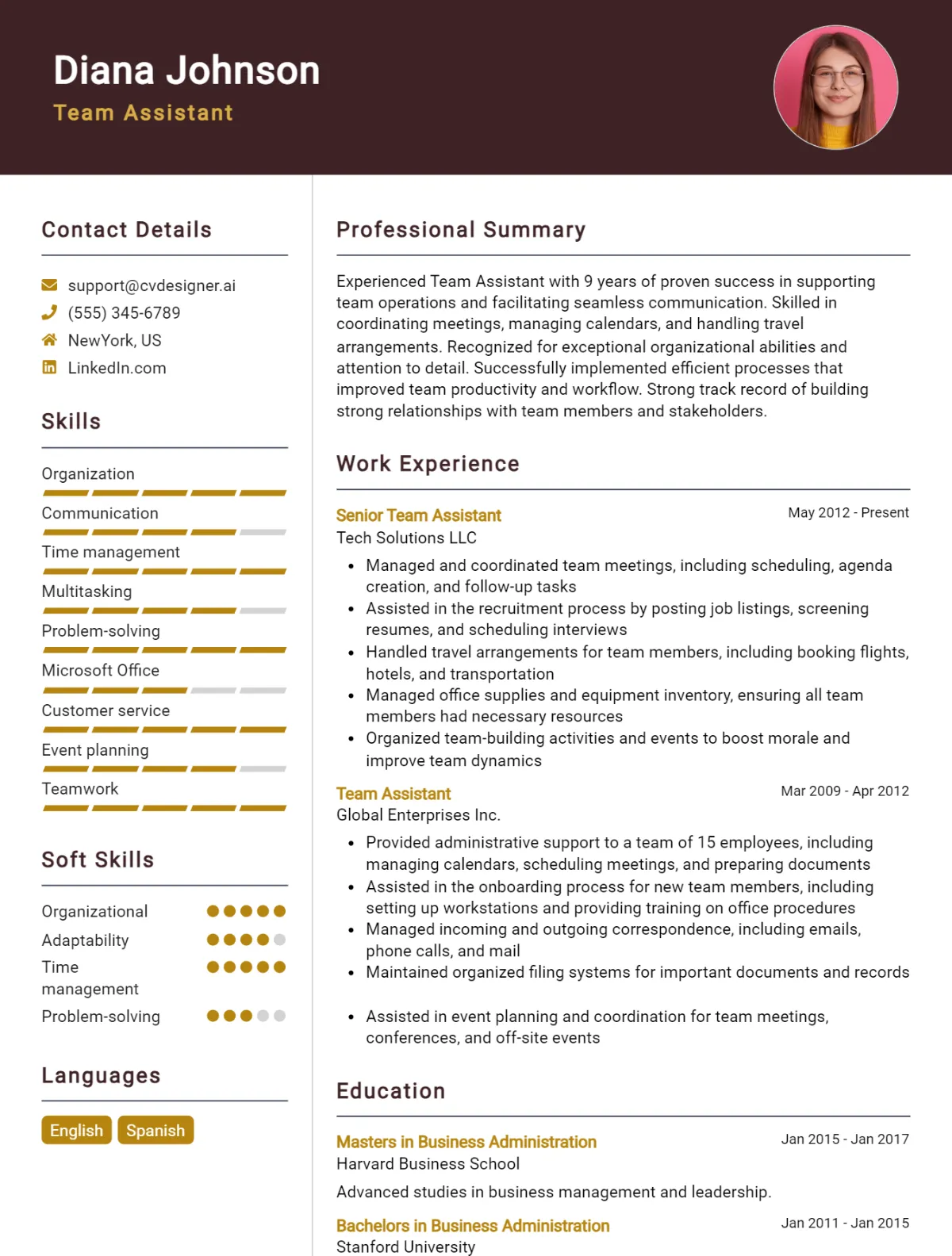 Team Assistant CV Example For 2026: Strategies & Templates Preview