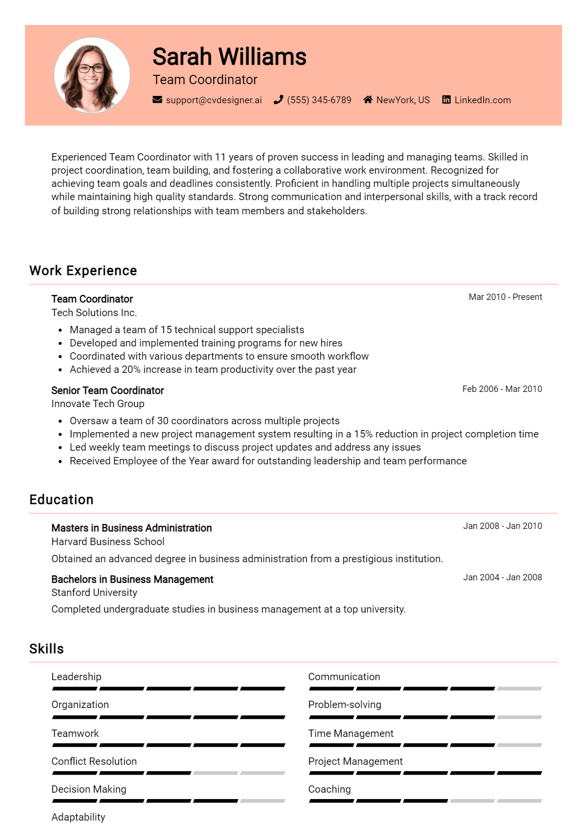 10 Team Coordinator Resume Examples for 2026: Effective CV Writing Tips Preview