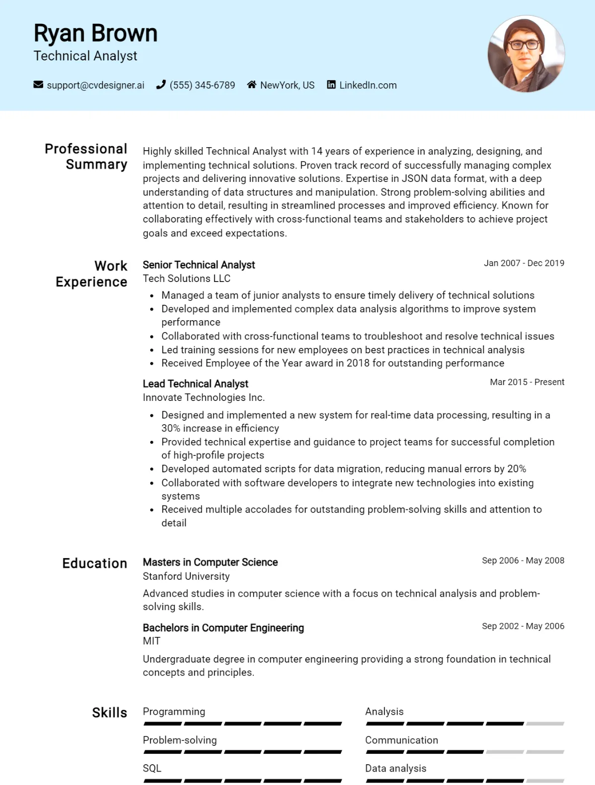 Technical Analyst CV Example For 2026: Effective CV Writing Tips Preview