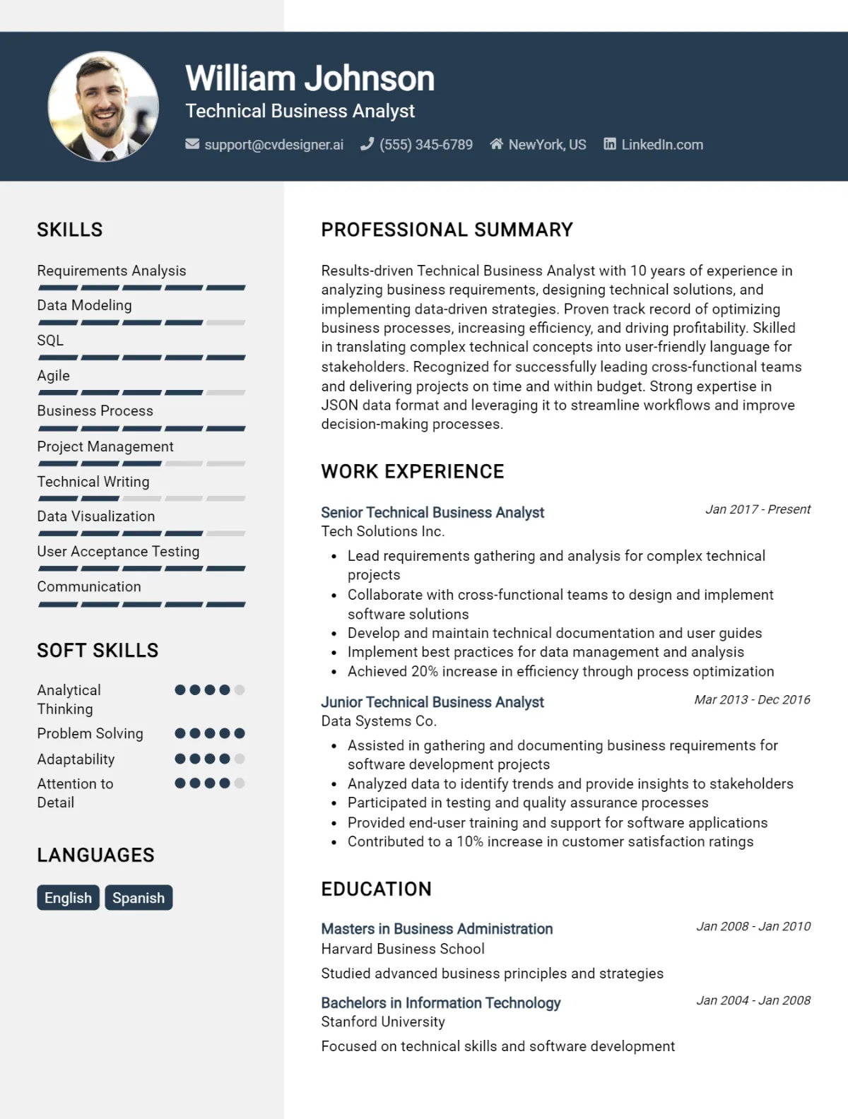 Technical Business Analyst CV Example For 2026: Best Formatting Tips Preview