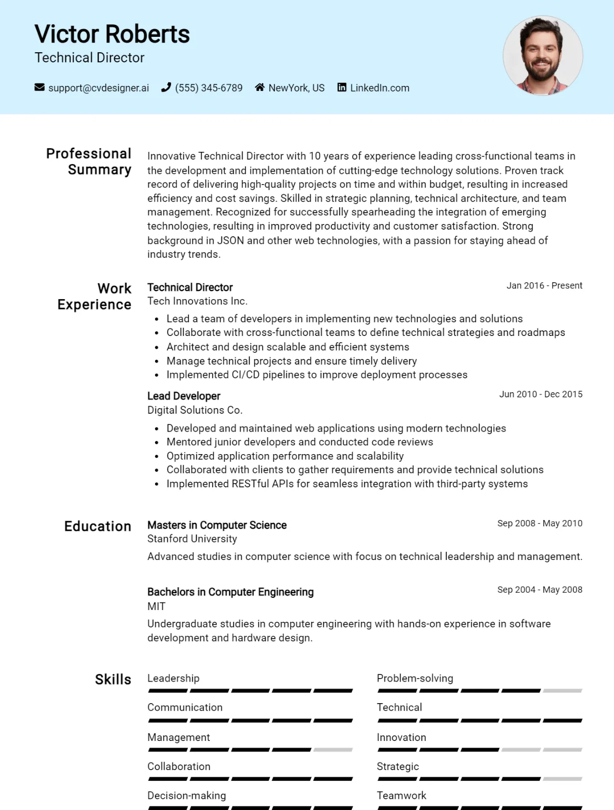 Technical Director CV Example For 2026: Tips to Stand Out Preview
