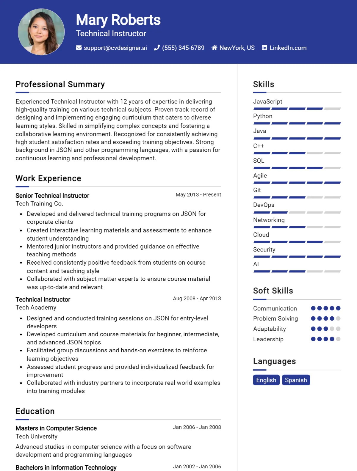 Technical Instructor CV Example For 2026: Best Formatting Tips Preview