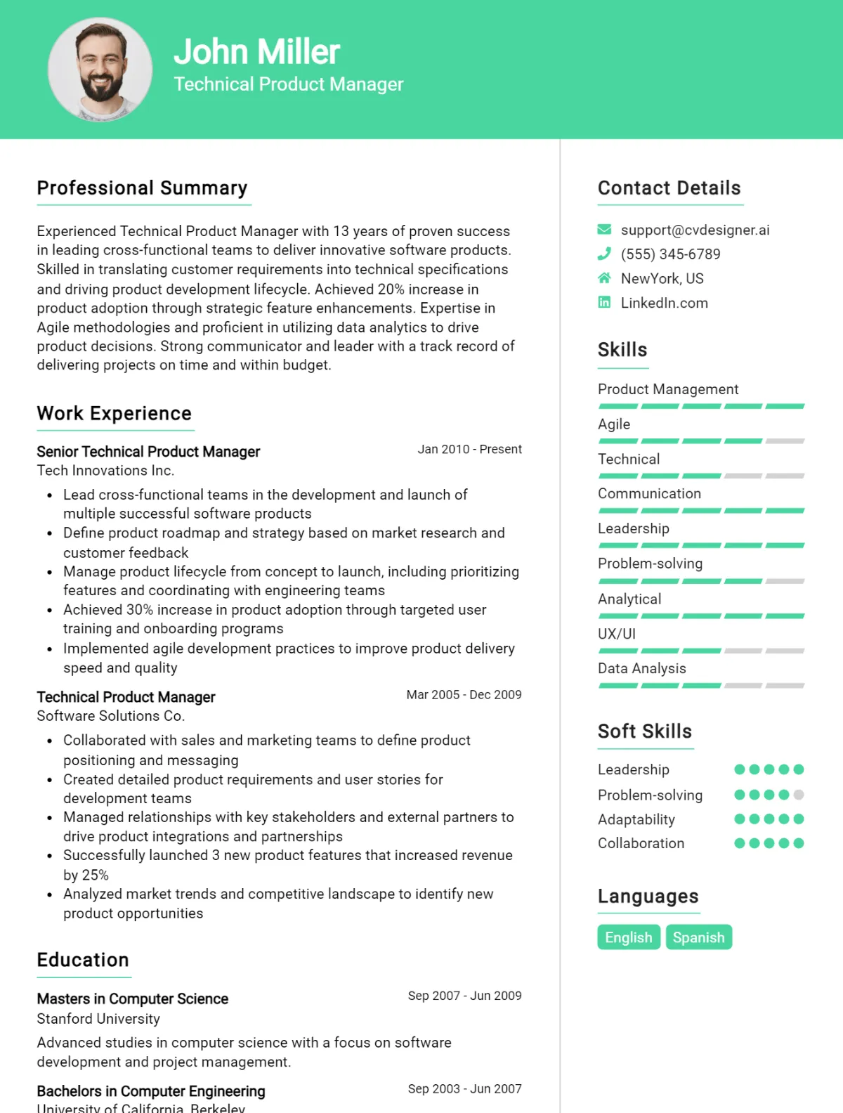 Technical Product Manager CV Example For 2026: How to Create a Professional CV Preview