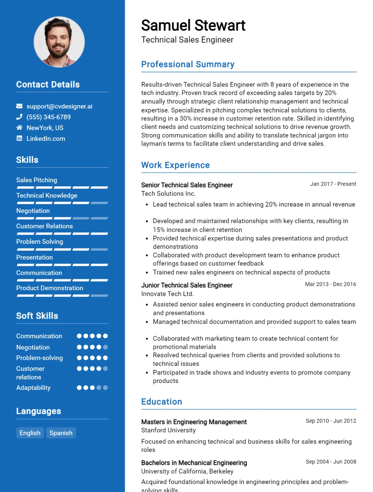 Technical Sales Engineer CV Example For 2026: Best Writing Guide Preview