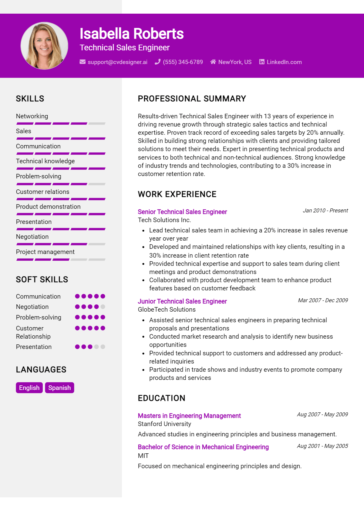 Technical Sales Engineer Resume Example for 2026: Free Guide Preview