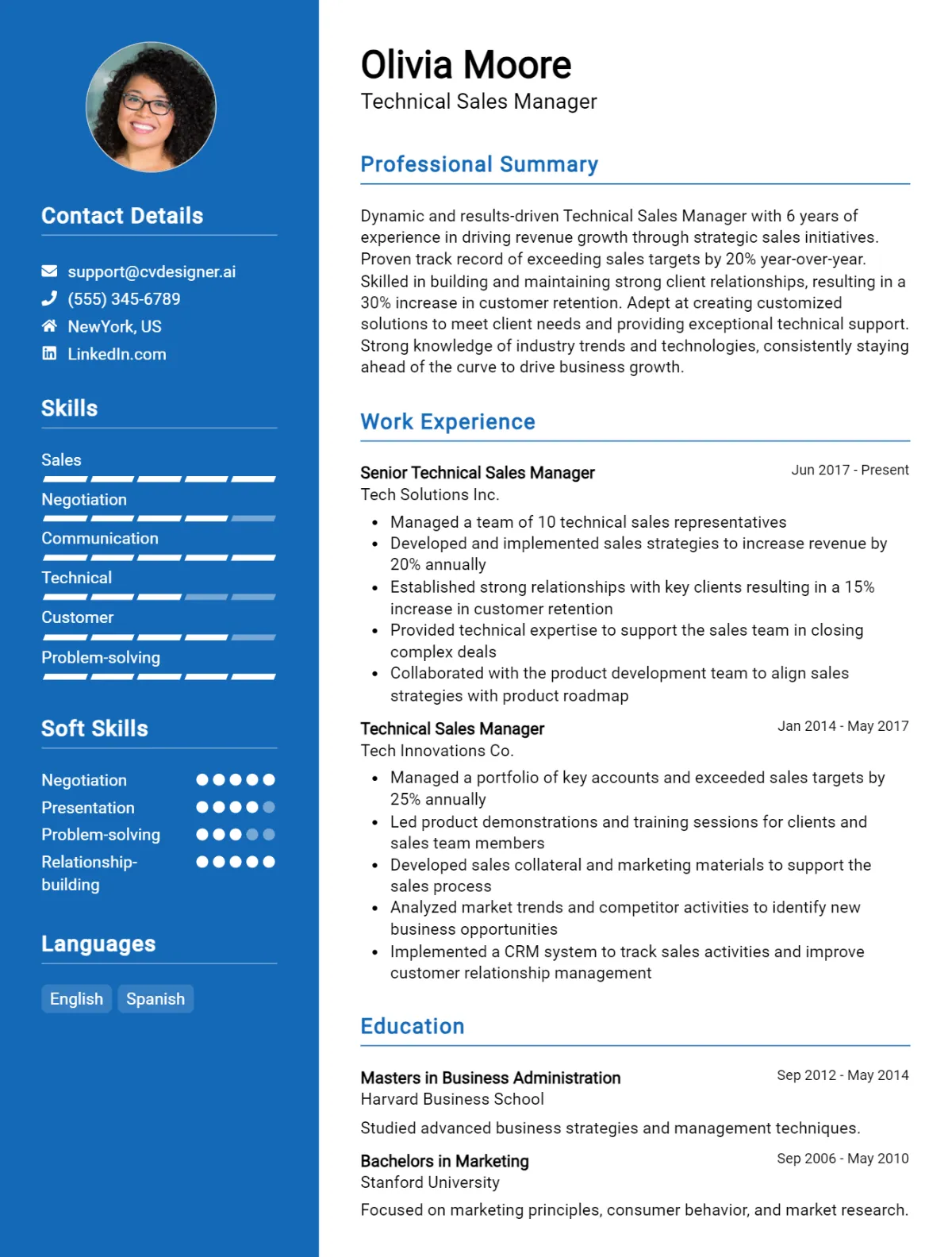 Technical Sales Manager CV Example For 2026: Best Writing Guide Preview