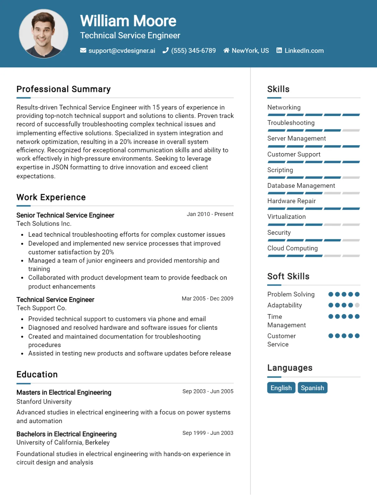 Technical Service Engineer CV Example For 2026: Best Writing Guide Preview