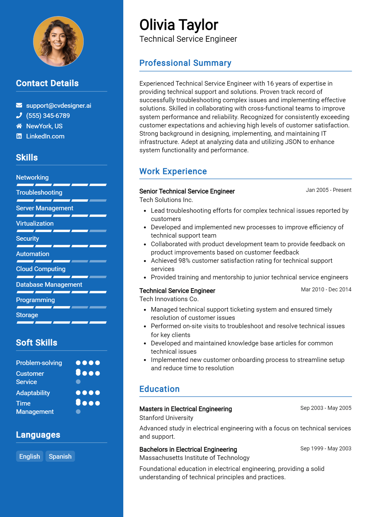 Technical Service Engineer Resume Example for 2026: Strategies & Templates Preview