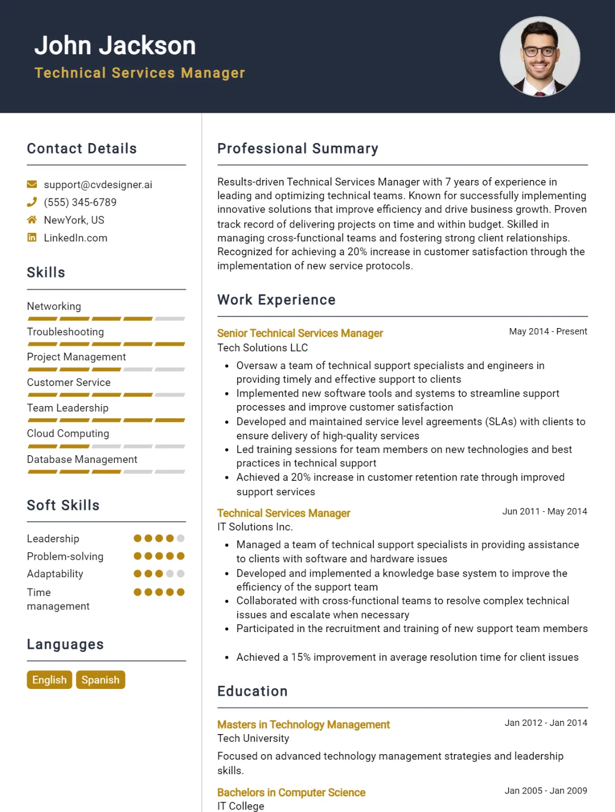 Technical Services Manager CV Example For 2026: Tips & Templates Preview