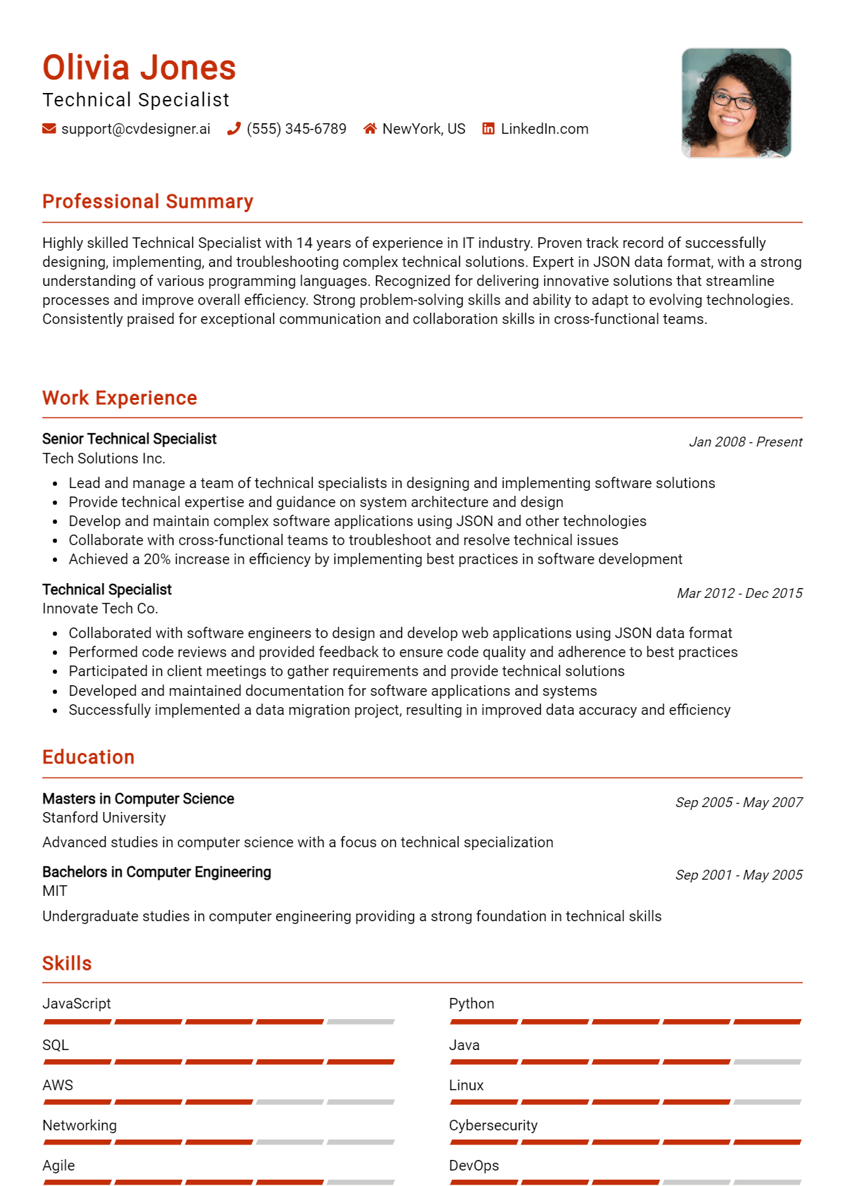 Technical Specialist Resume Example for 2026: Tips & Templates Preview