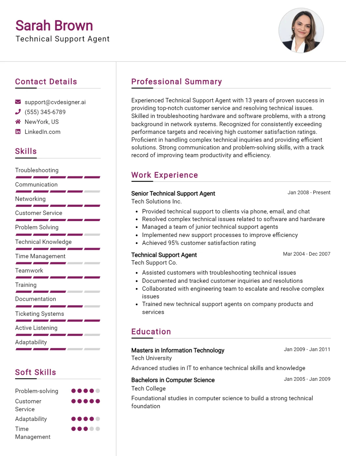 Technical Support Agent CV Example For 2026: Tips & Templates Preview